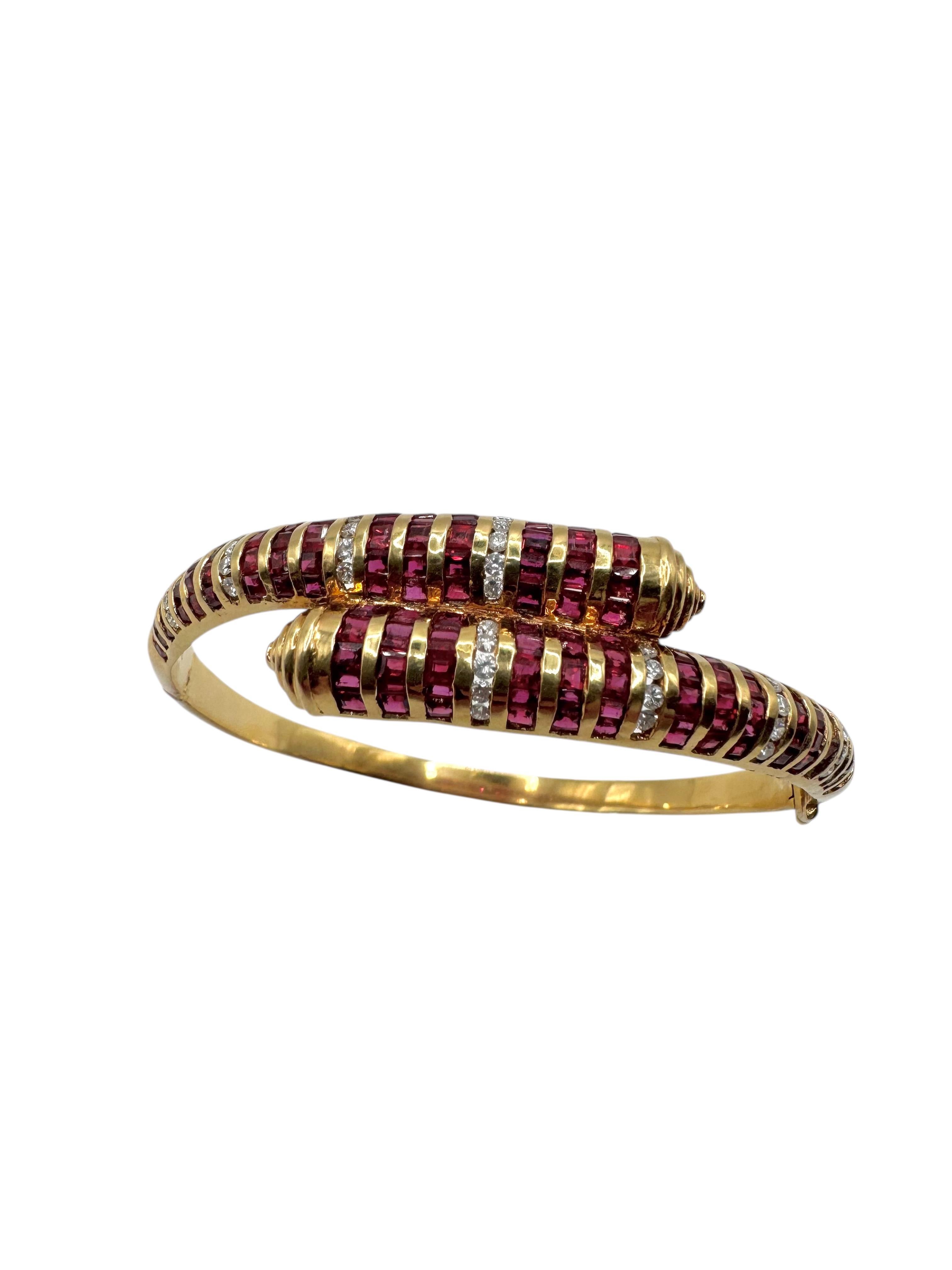 Bracelet en or jaune 18 carats avec diamants et rubis Unisexe en vente