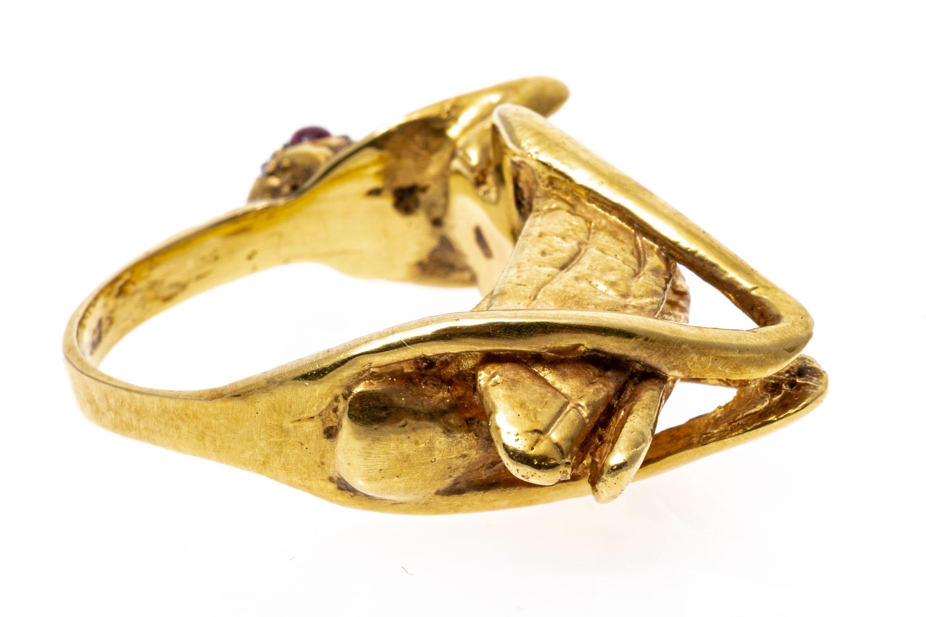18k Yellow Gold Diamond and Ruby Grasshopper Ring 2
