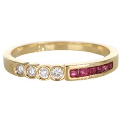 18k Yellow Gold Diamond and Ruby Rivière Ring