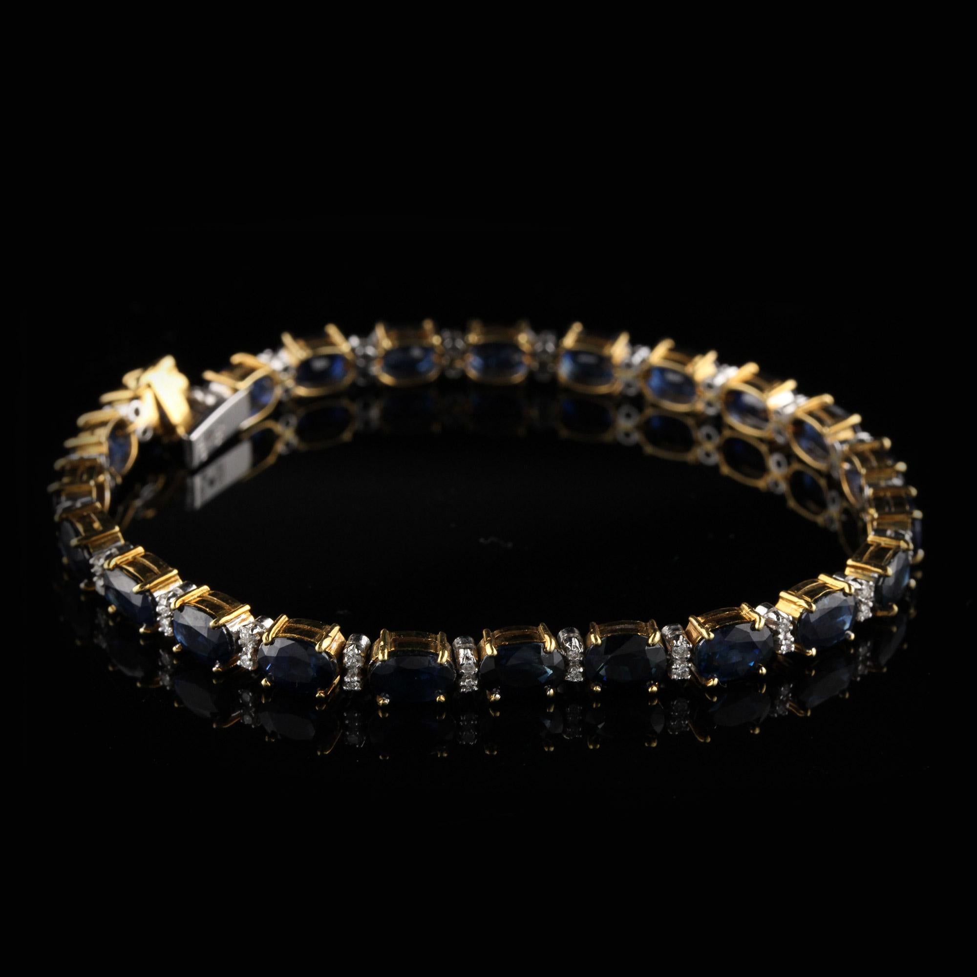 Modern 18 Karat Yellow Gold Diamond and Sapphire Bracelet