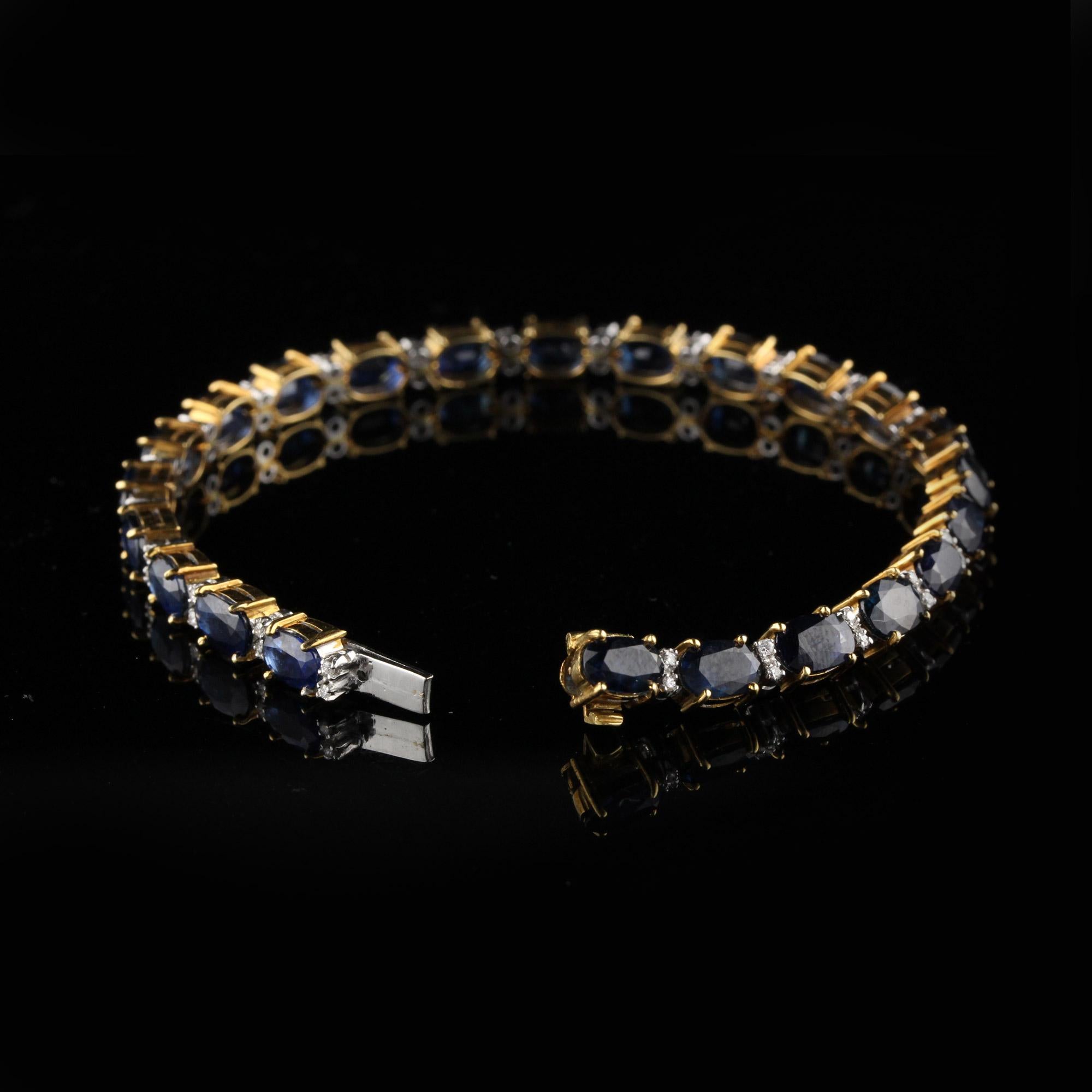18 Karat Yellow Gold Diamond and Sapphire Bracelet In Good Condition In Great Neck, NY