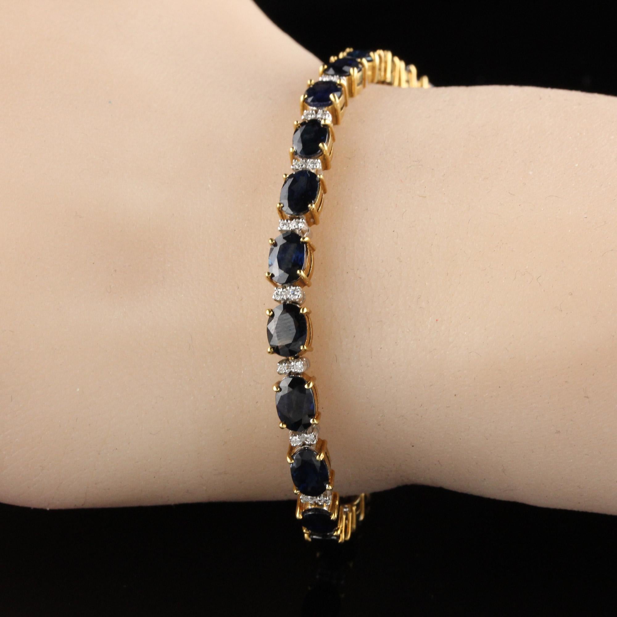 Women's 18 Karat Yellow Gold Diamond and Sapphire Bracelet