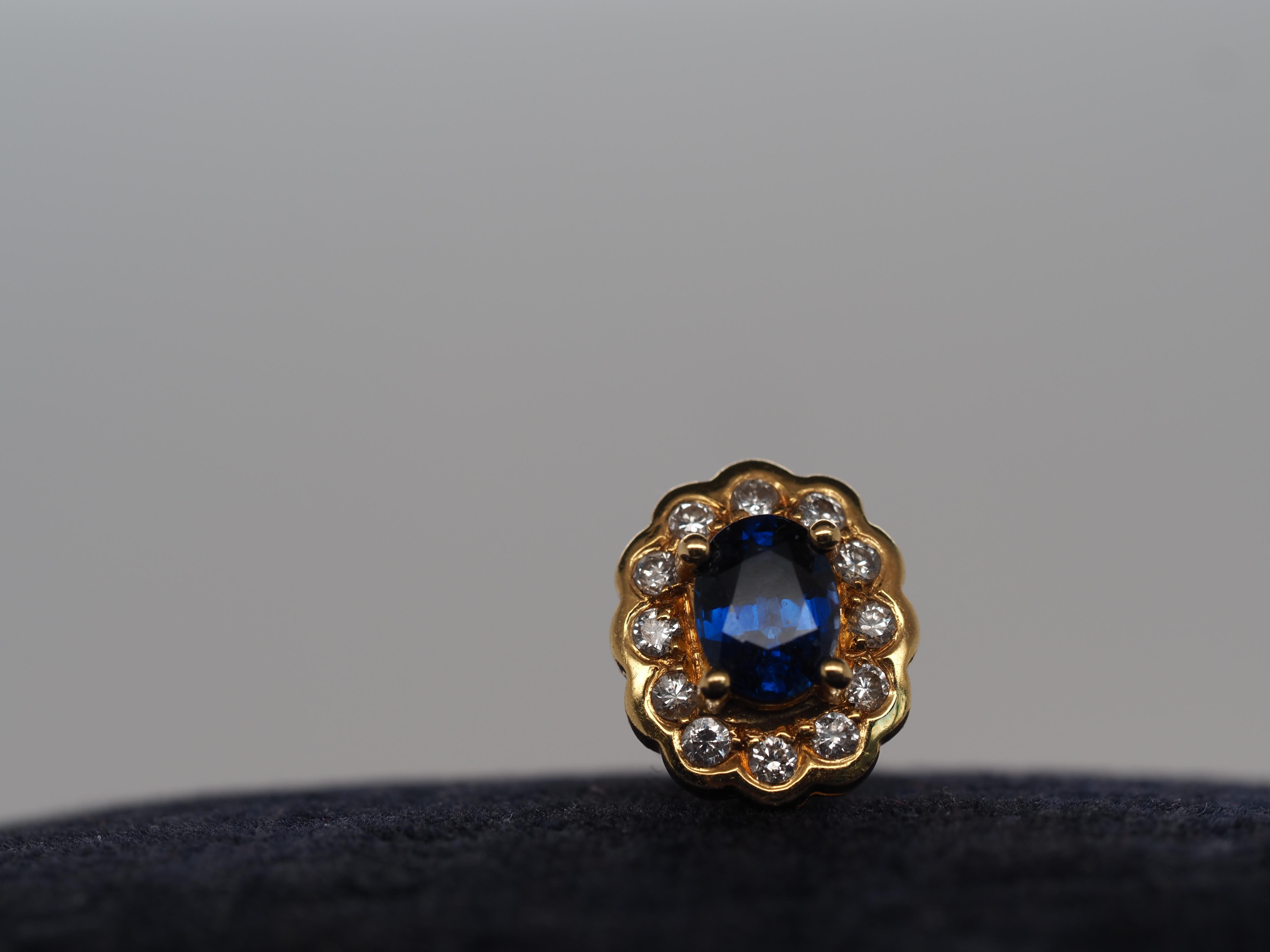 Pendientes de diamantes y zafiros de oro amarillo de 18k Contemporáneo