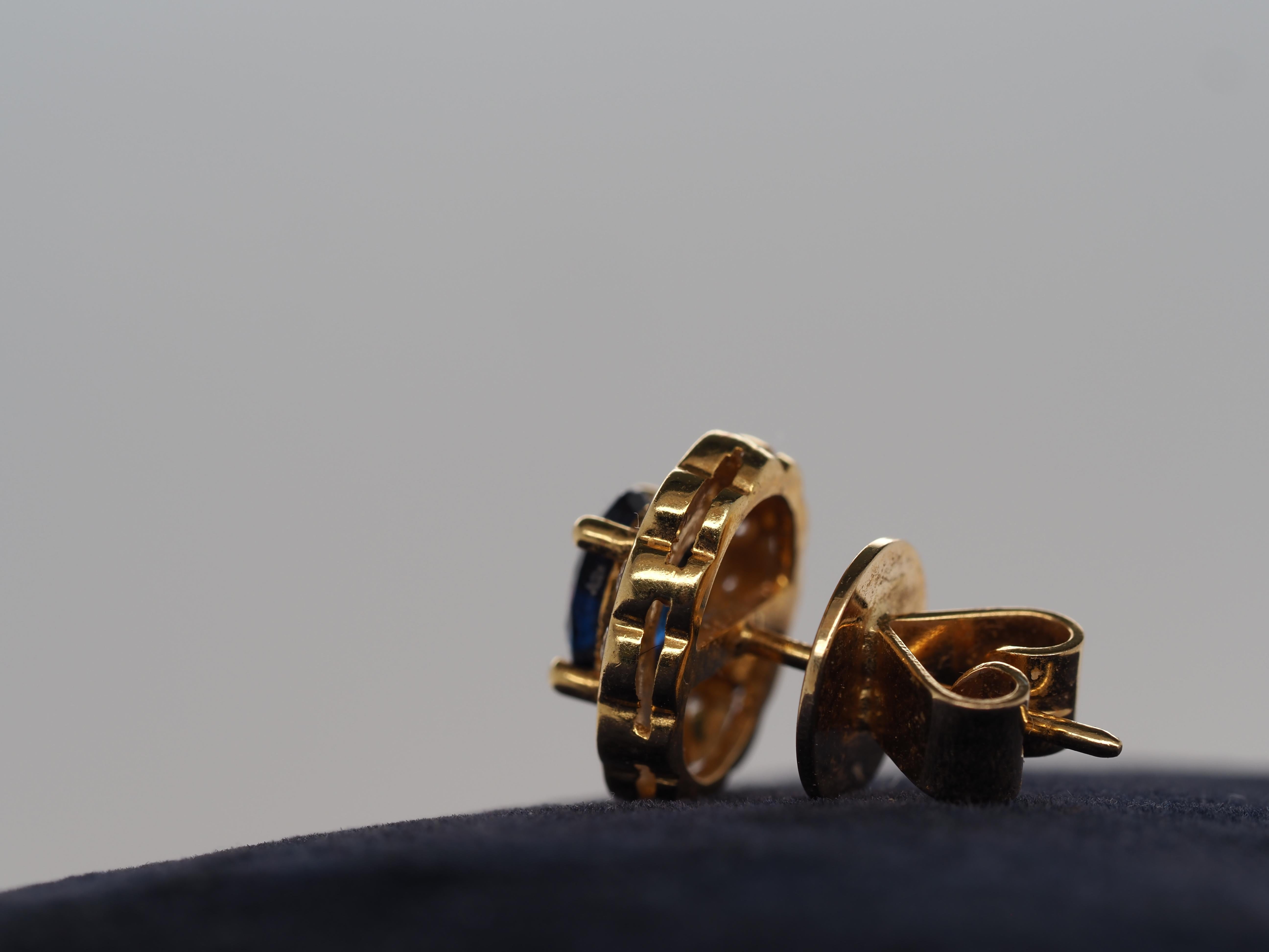 Pendientes de diamantes y zafiros de oro amarillo de 18k 2