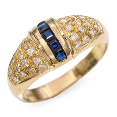 18k Yellow Gold Diamond and Sapphire Ring