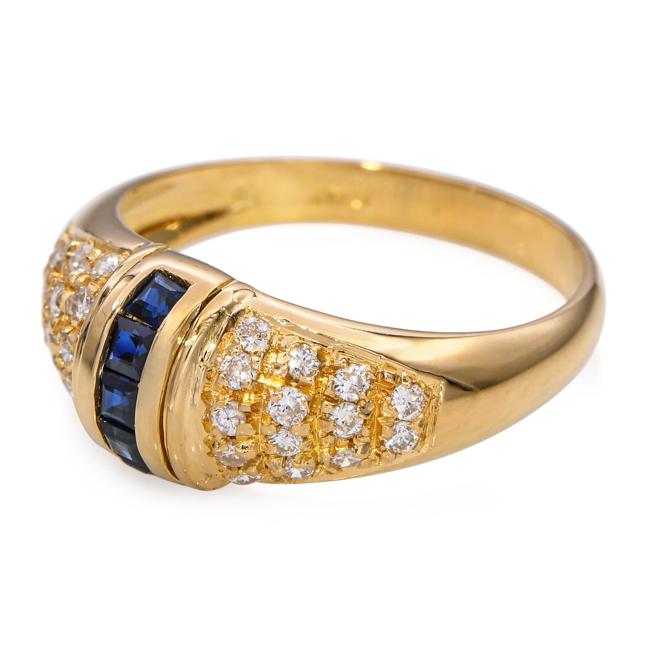Bague en or jaune 18k avec diamant et saphir Bon état - En vente à New York, NY