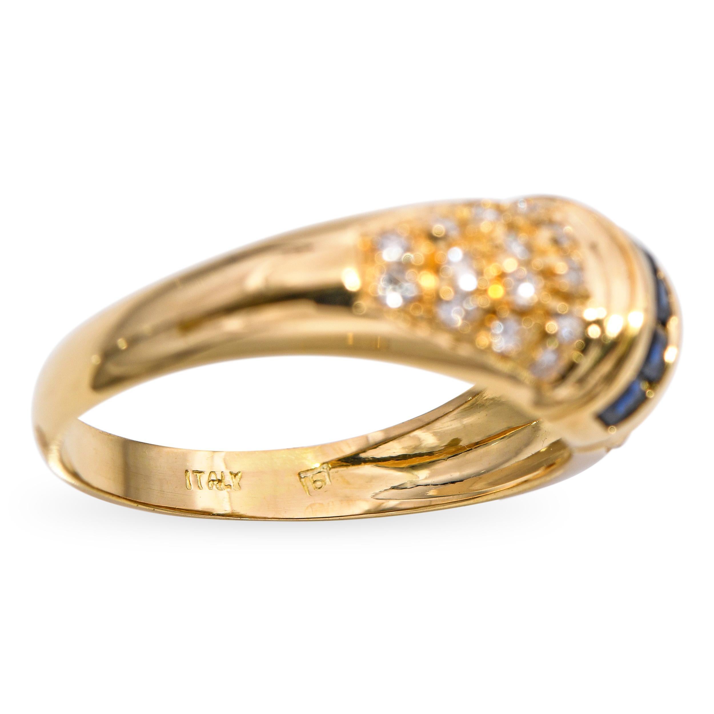 Bague en or jaune 18k avec diamant et saphir en vente 3