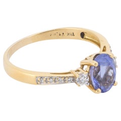 18k Yellow Gold Diamond and Tanzanite Engagement Statement Ring