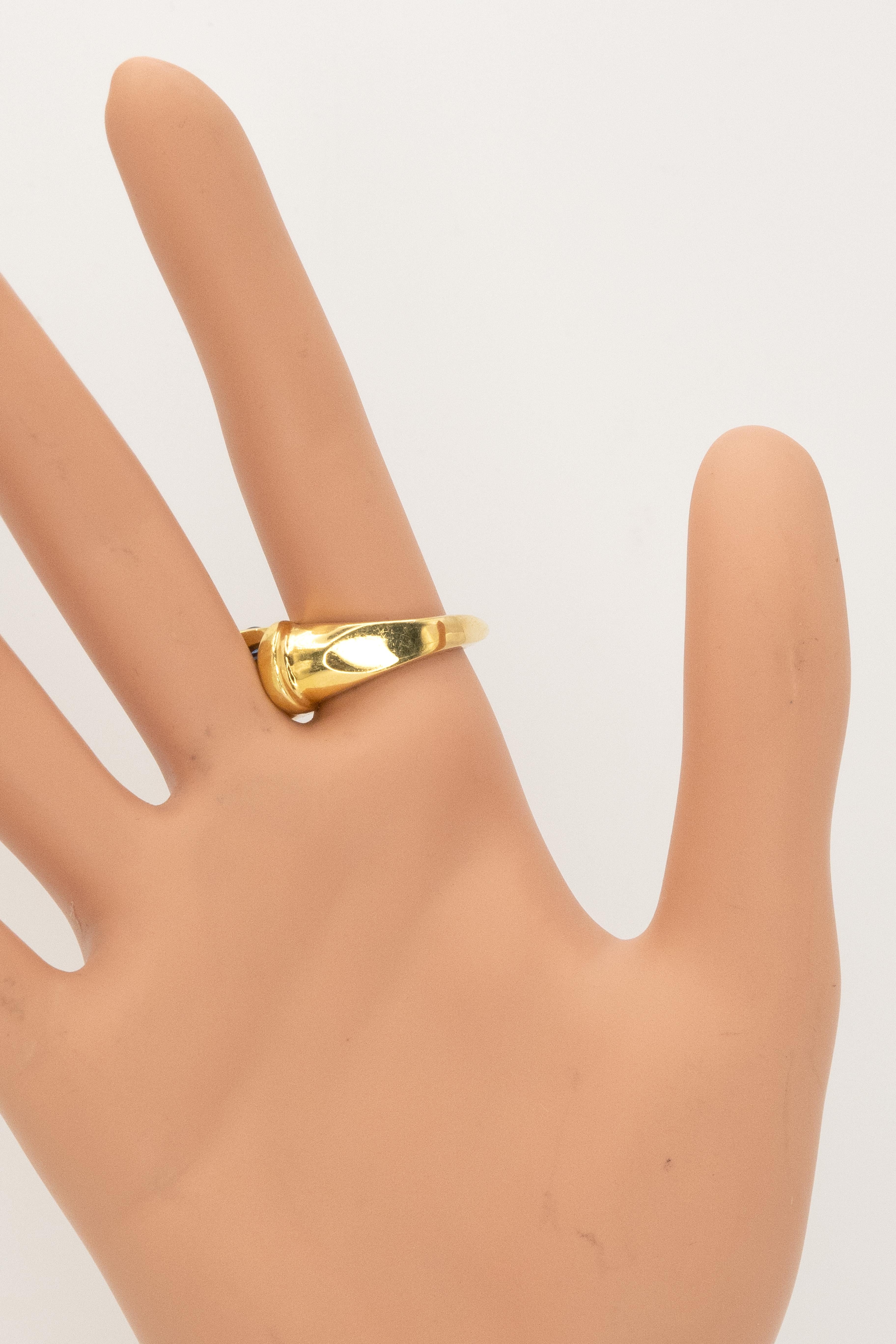 18K Gelbgold Diamant und gelber Diamant Saphir Fischmotiv Ring im Angebot 5