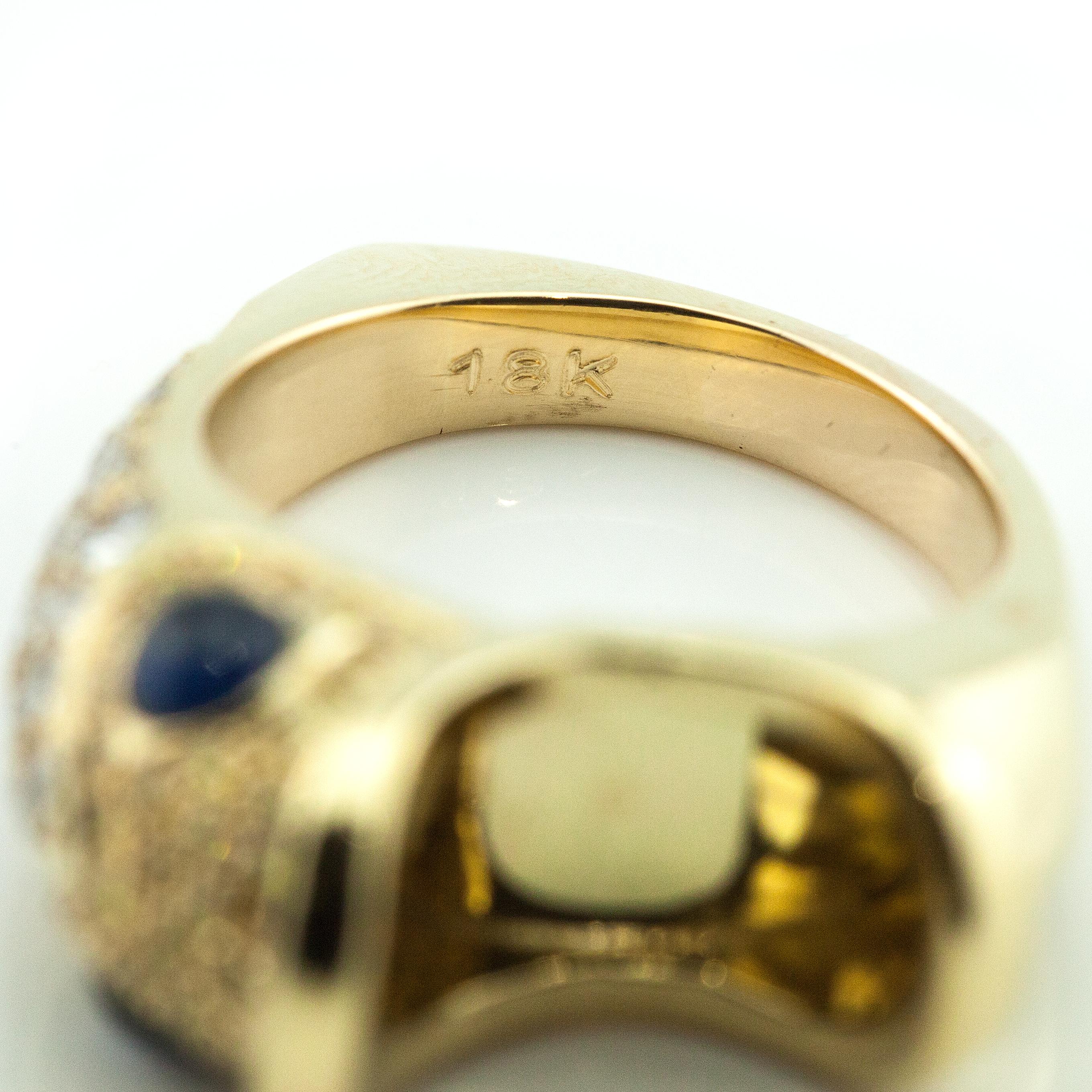 18K Gelbgold Diamant und gelber Diamant Saphir Fischmotiv Ring im Angebot 8
