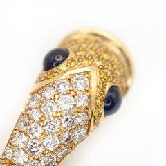 18K Yellow Gold Diamond and Yellow Diamond Sapphire Fish Motif Ring