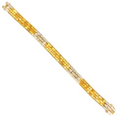 18k Yellow Gold Diamond and Yellow Sapphire Bracelet