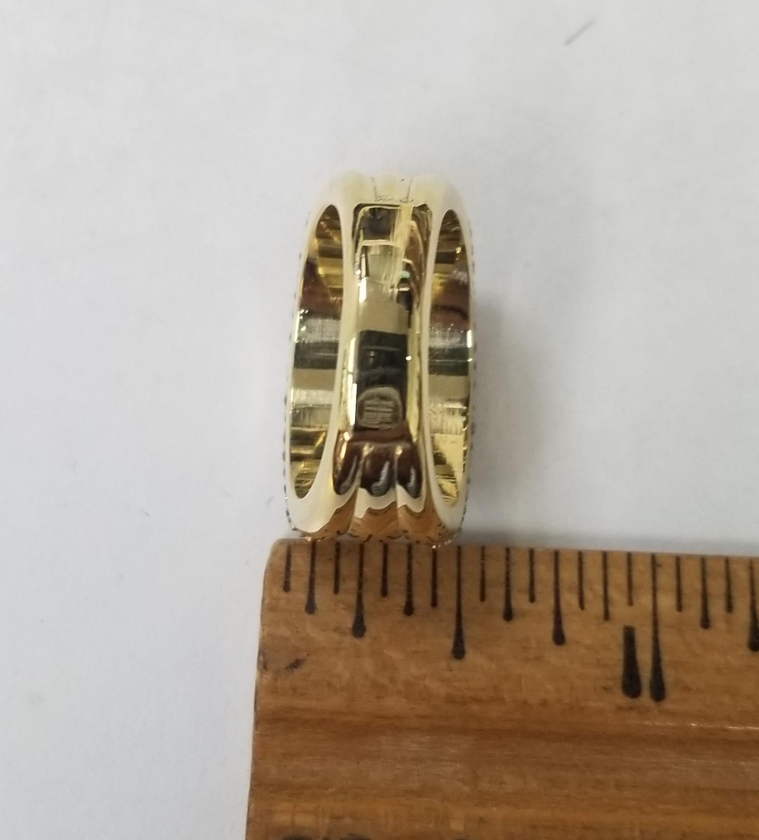 18 Karat Gelbgold Diamant Baguette und runder Ehering 3