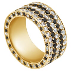 18 Karat Gelbgold Diamantring mit weißen und schwarzen Diamanten