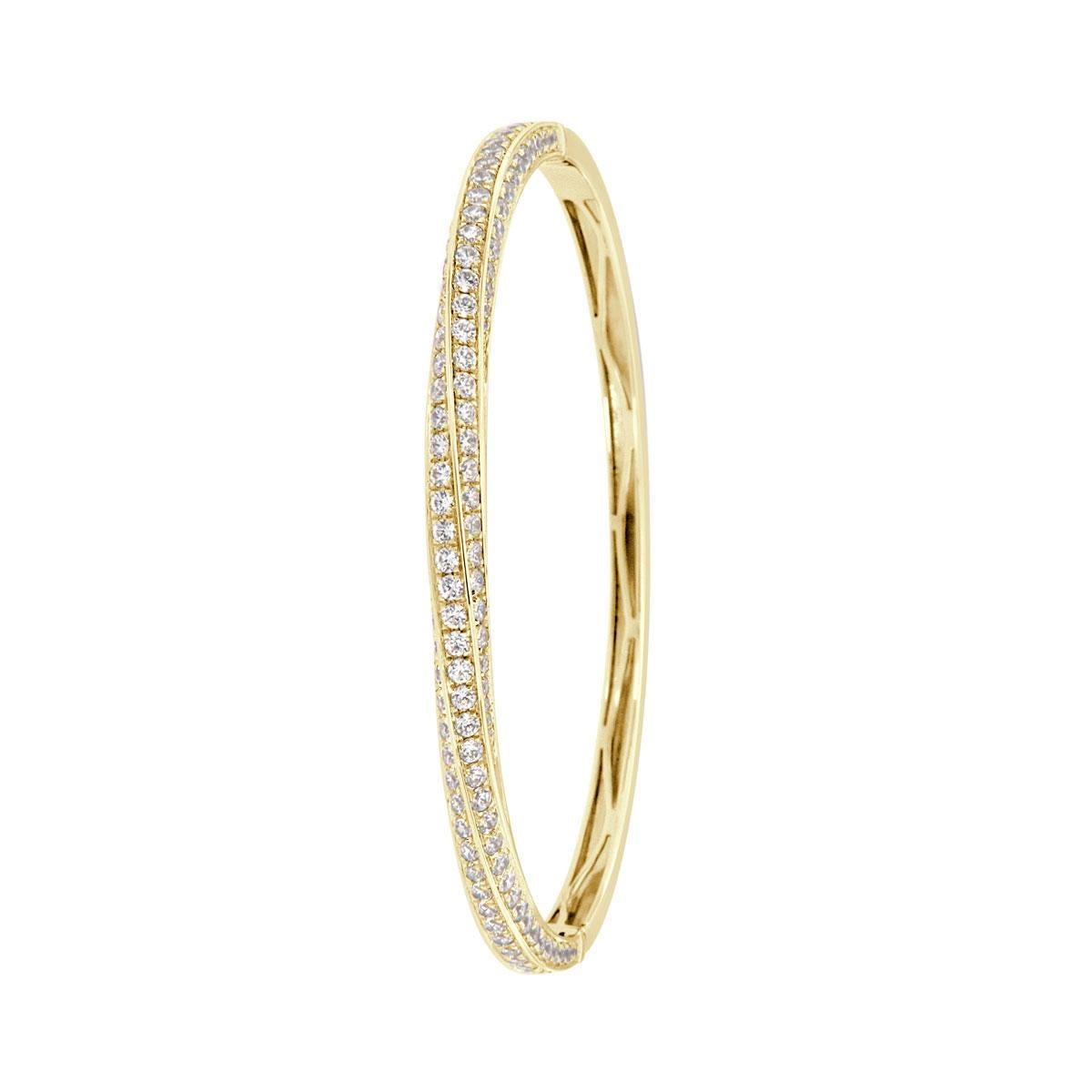 This stunning bangle features five intertwined rows of round brilliant diamonds micro-prong-set. Experience the difference!

Product details: 

Center Gemstone Type: NATURAL DIAMOND
Center Gemstone Color: WHITE
Center Gemstone Shape: ROUND
Center