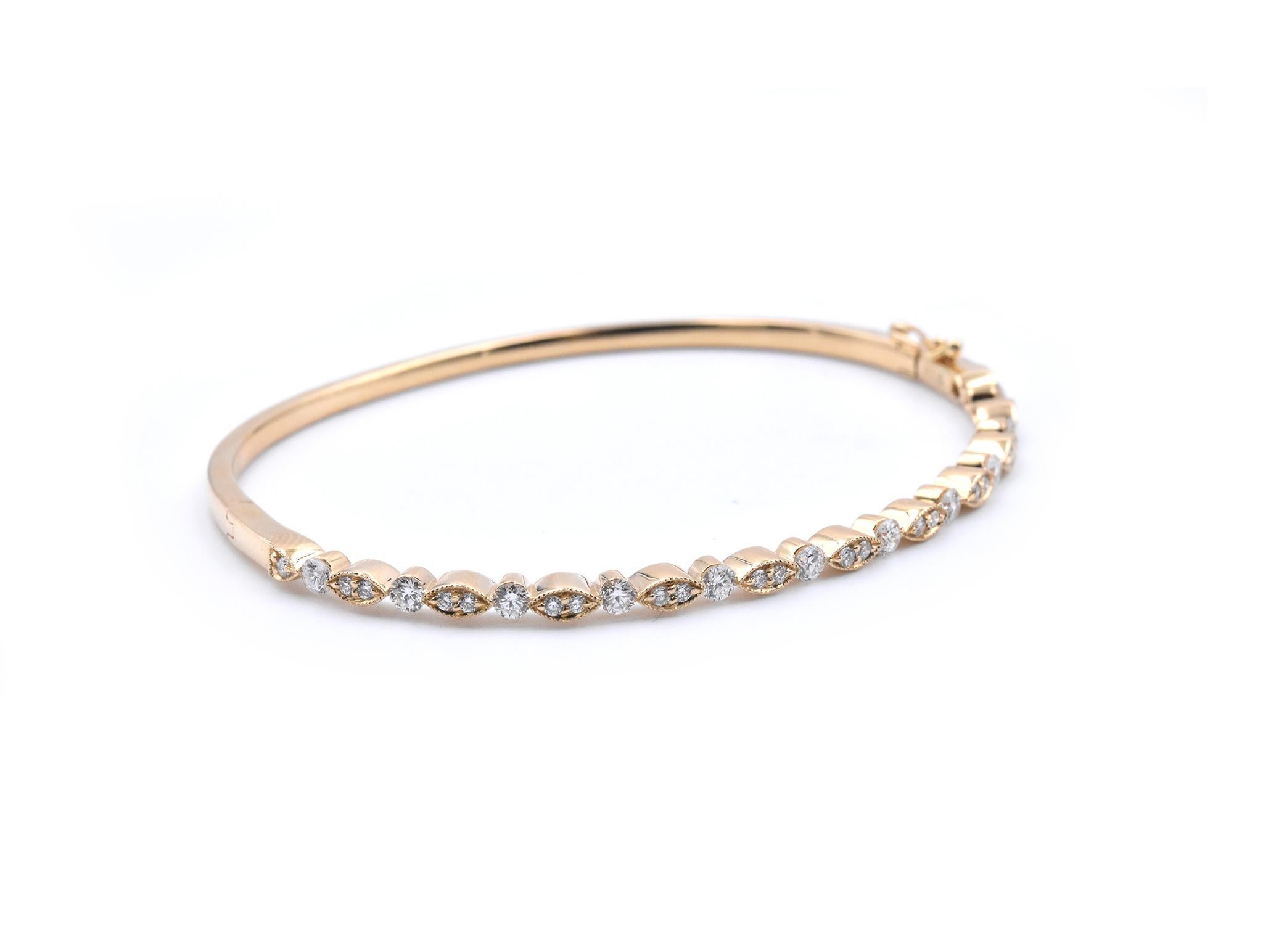 Material: 18k yellow gold
Diamonds: 34 round brilliant cuts = 1.12cttw
Color: G
Clarity: VS
Dimensions: bracelet will fit a 7-inch wrist
Weight: 12.40 grams 
