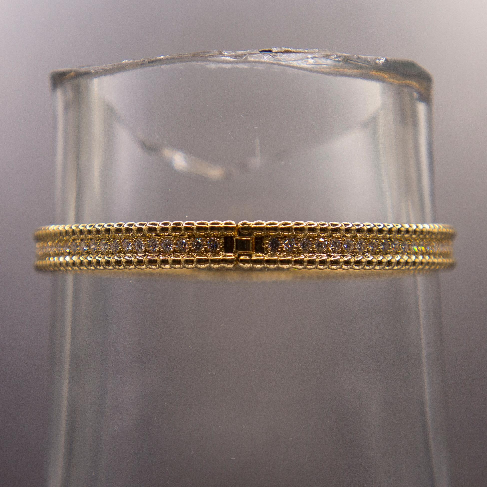 18k Gelbgold Diamant-Armreif (Rundschliff) im Angebot