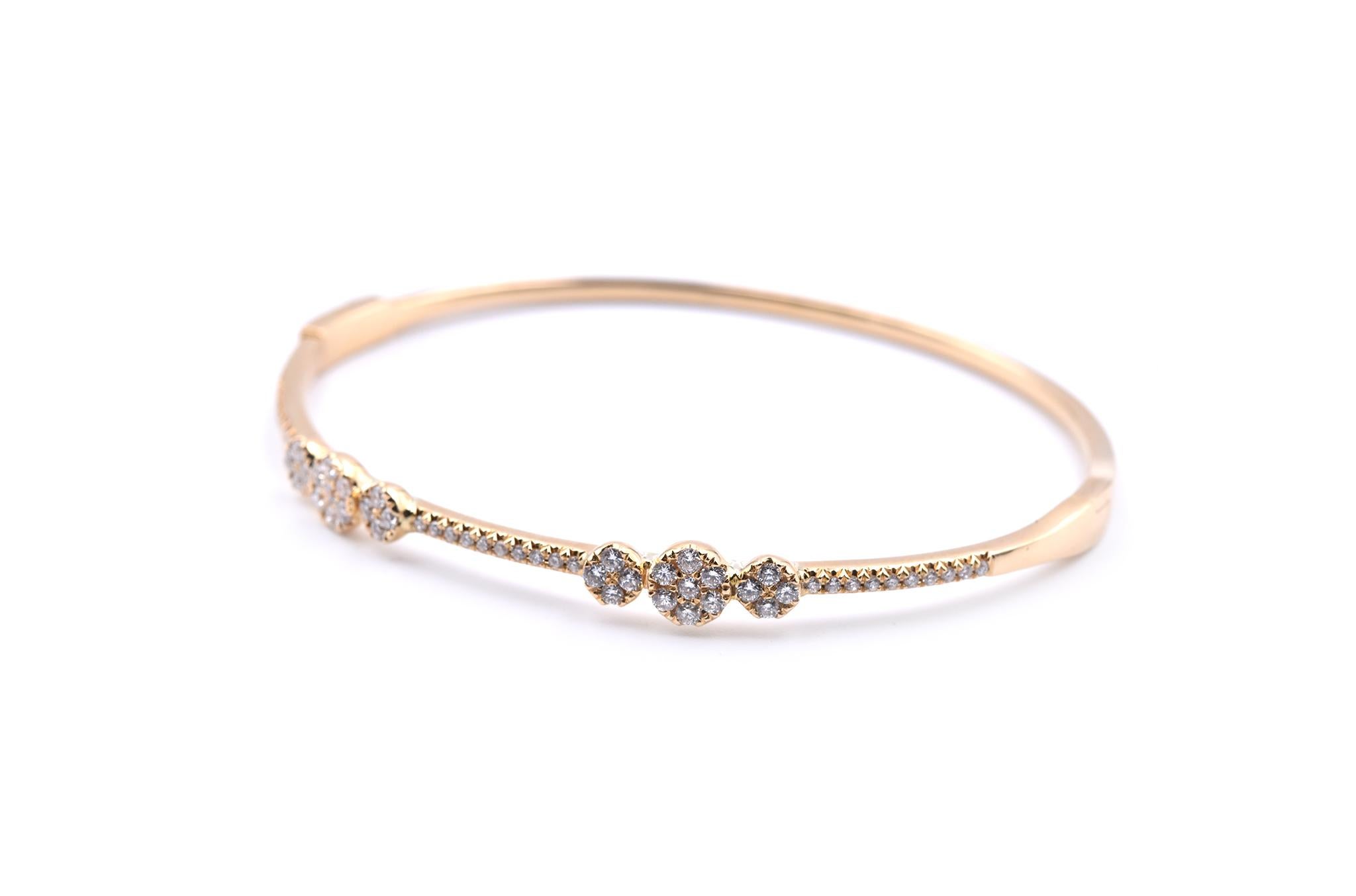 18 Karat Yellow Gold Diamond Bangle Bracelet In Excellent Condition In Scottsdale, AZ