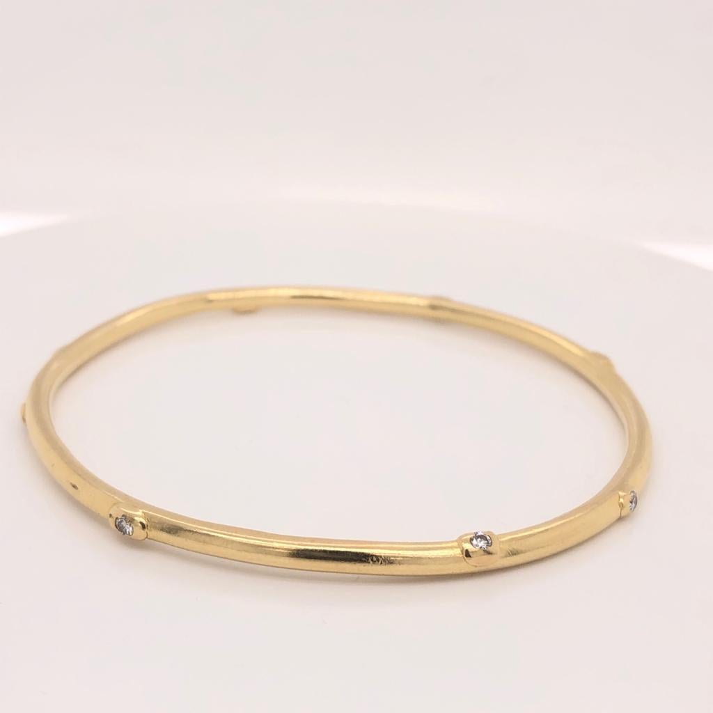 Women's Yellow Gold 18K Natural 0.05ct Diamonds on Bracelet Bangle For ...