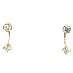 18K Yellow Gold Diamond Bezel Set Stud Earrings with Round Diamond Jackets