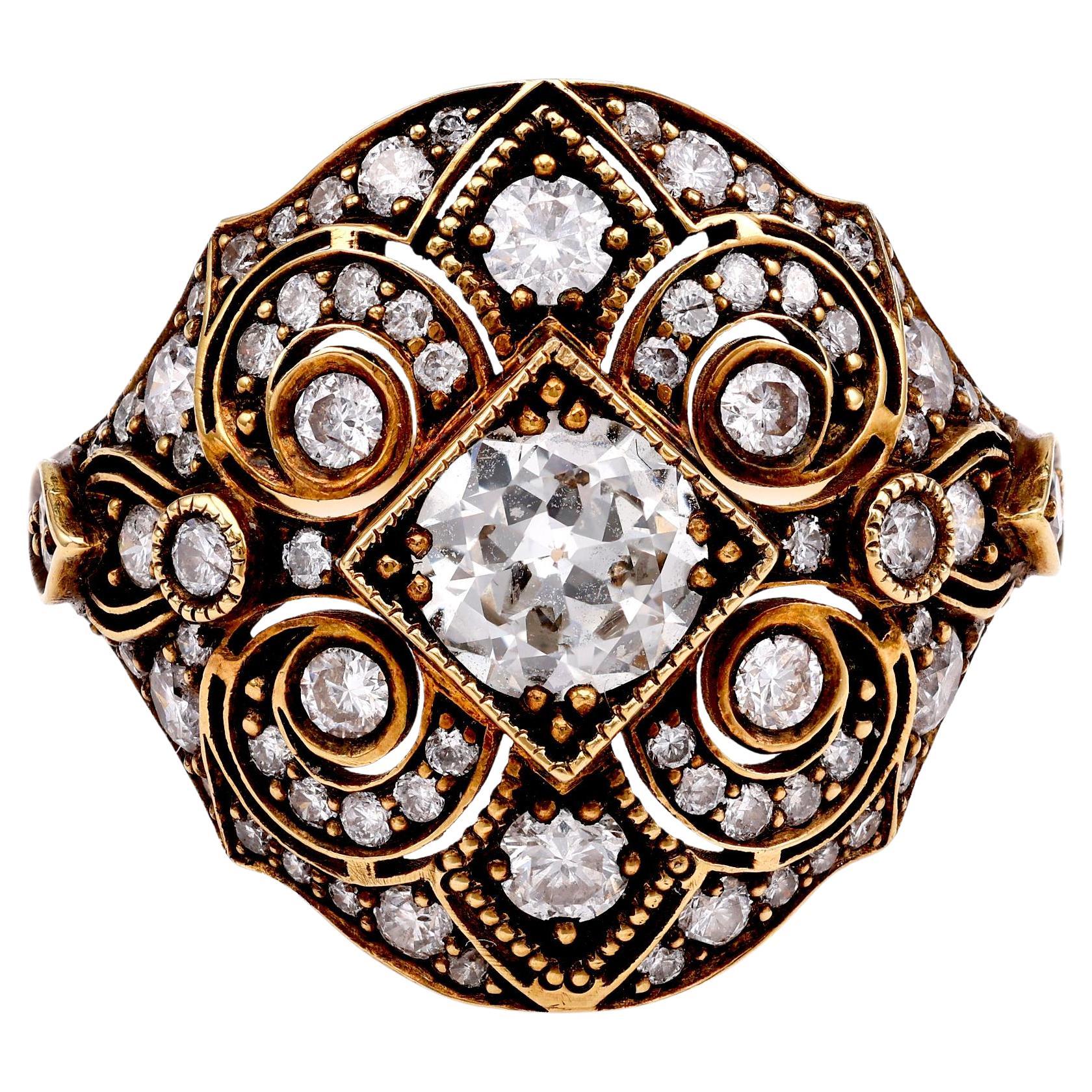 Anillo Bomba de Diamantes de Oro Amarillo de 18k