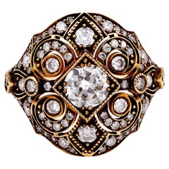 18k Yellow Gold Diamond Bombe Ring