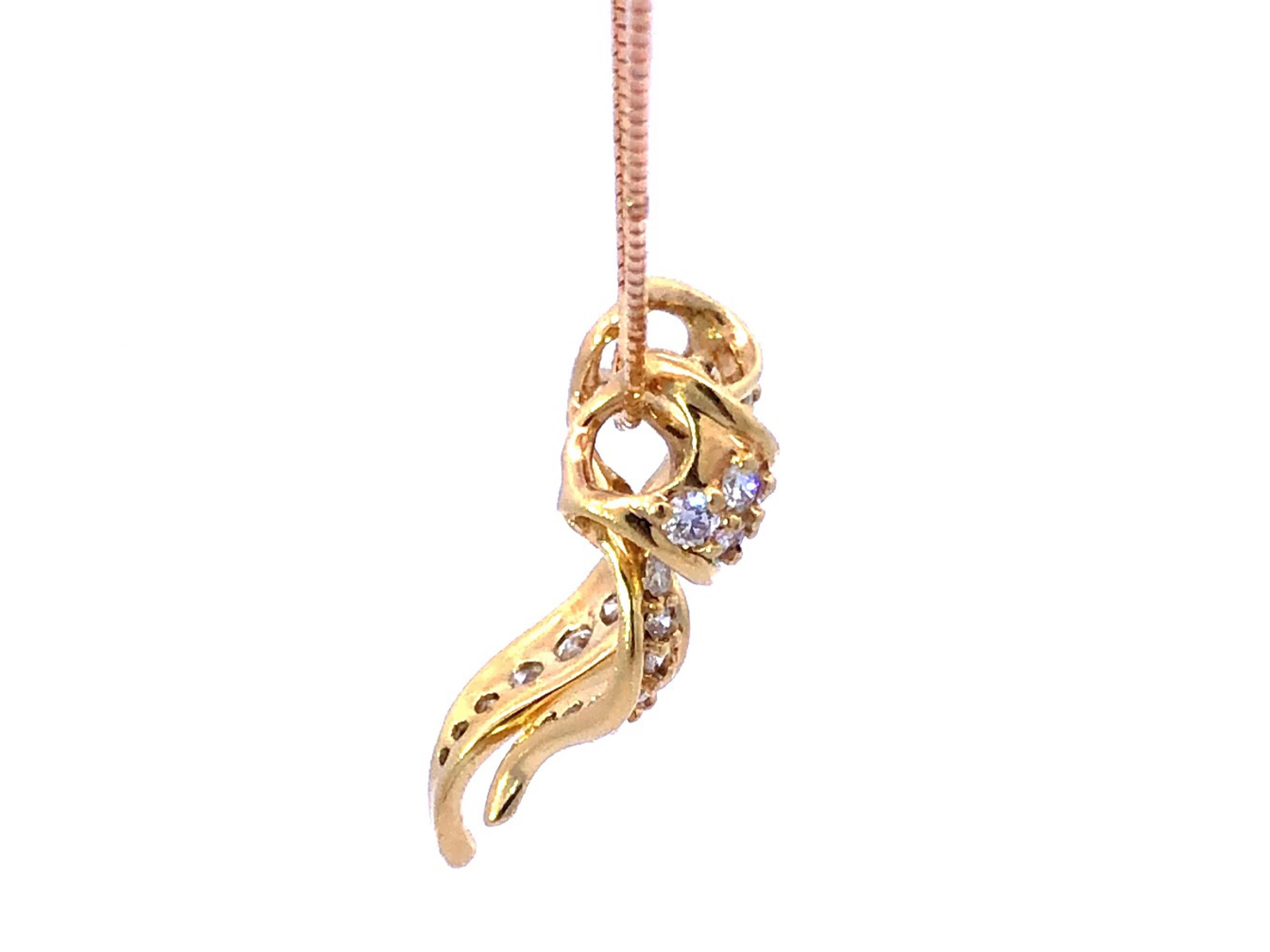 Anhänger und Kette aus 18 Karat Gelbgold mit Diamantschleife für Damen oder Herren