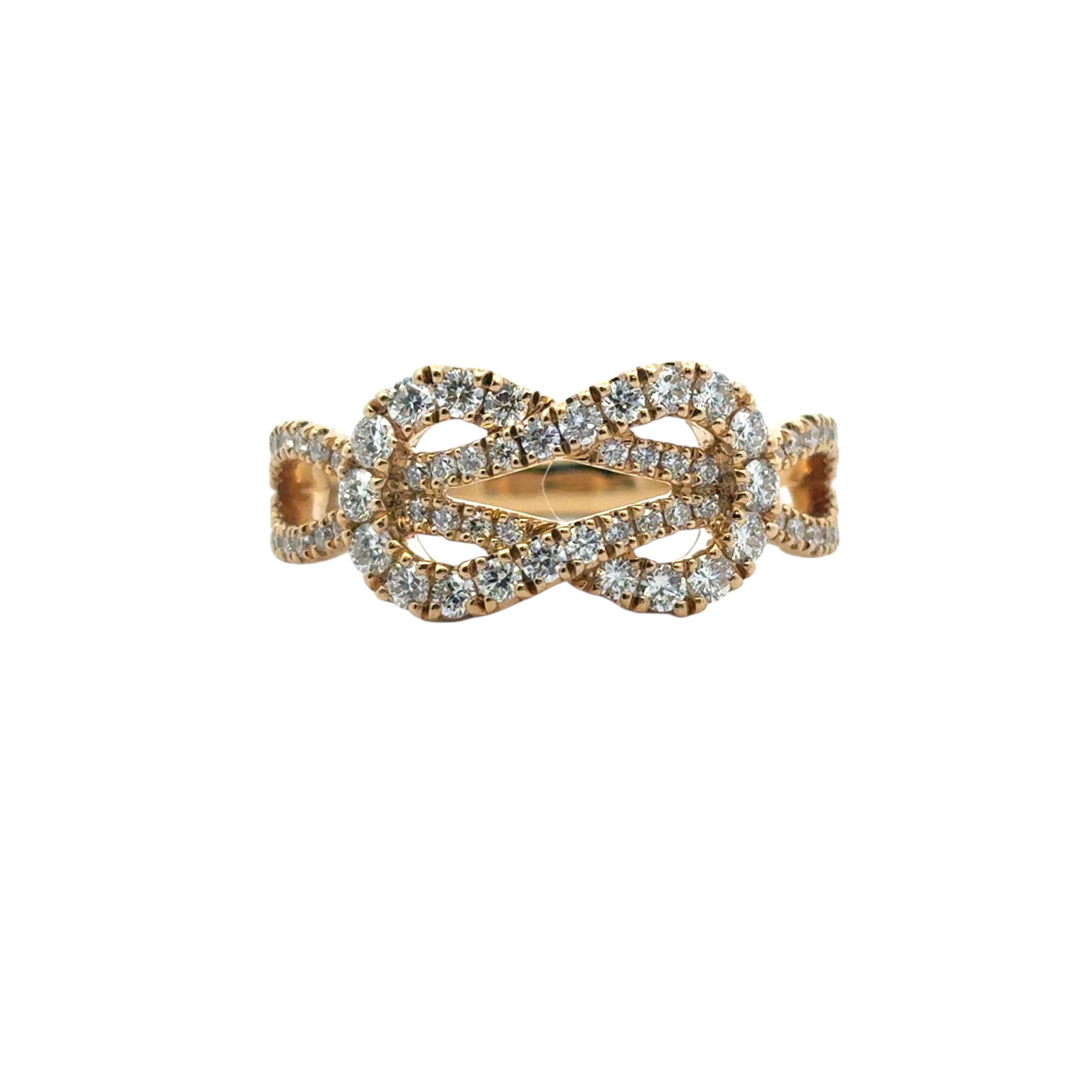 18k Yellow Gold Diamond Bowtie Knot Ring im Angebot 5