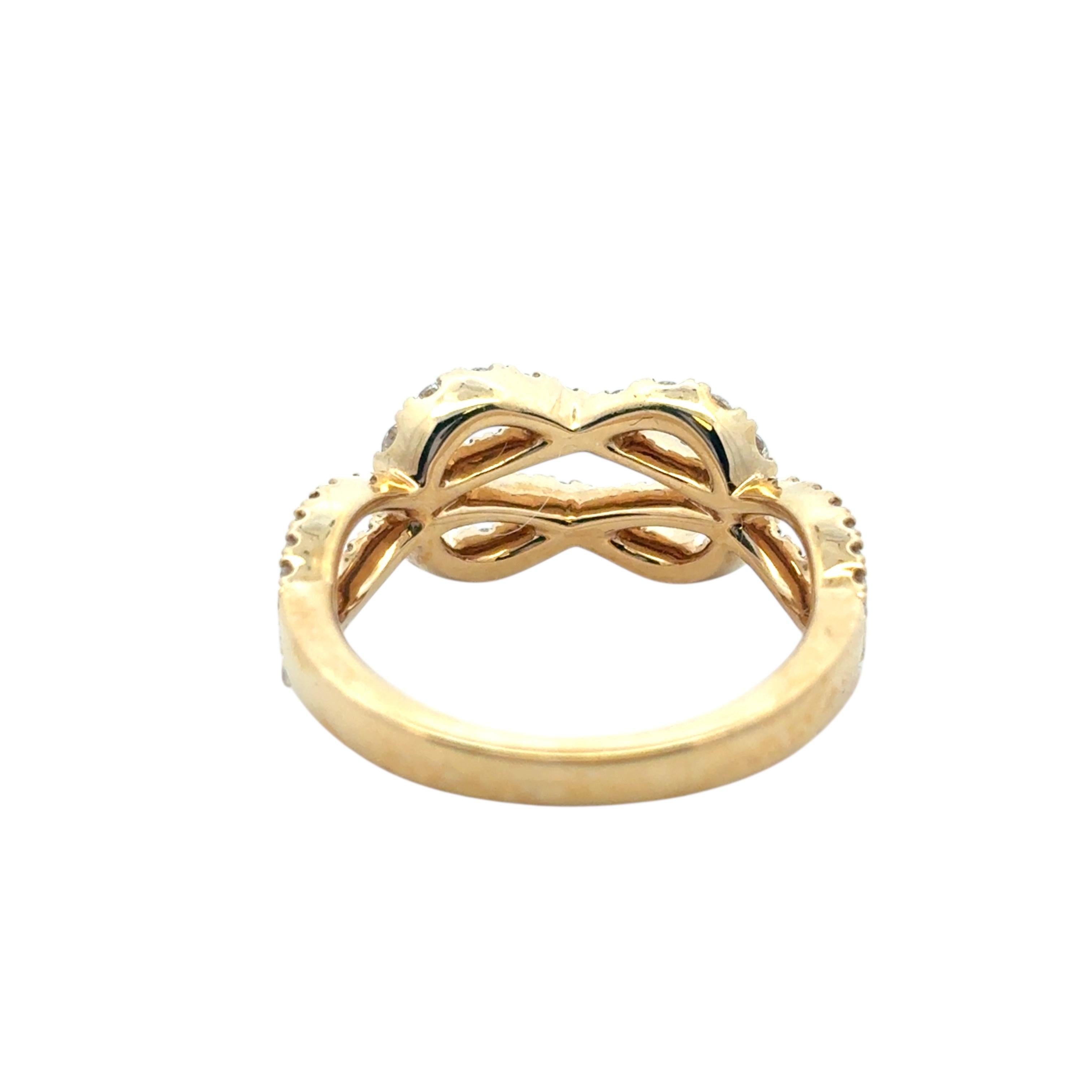18k Yellow Gold Diamond Bowtie Knot Ring im Angebot 7