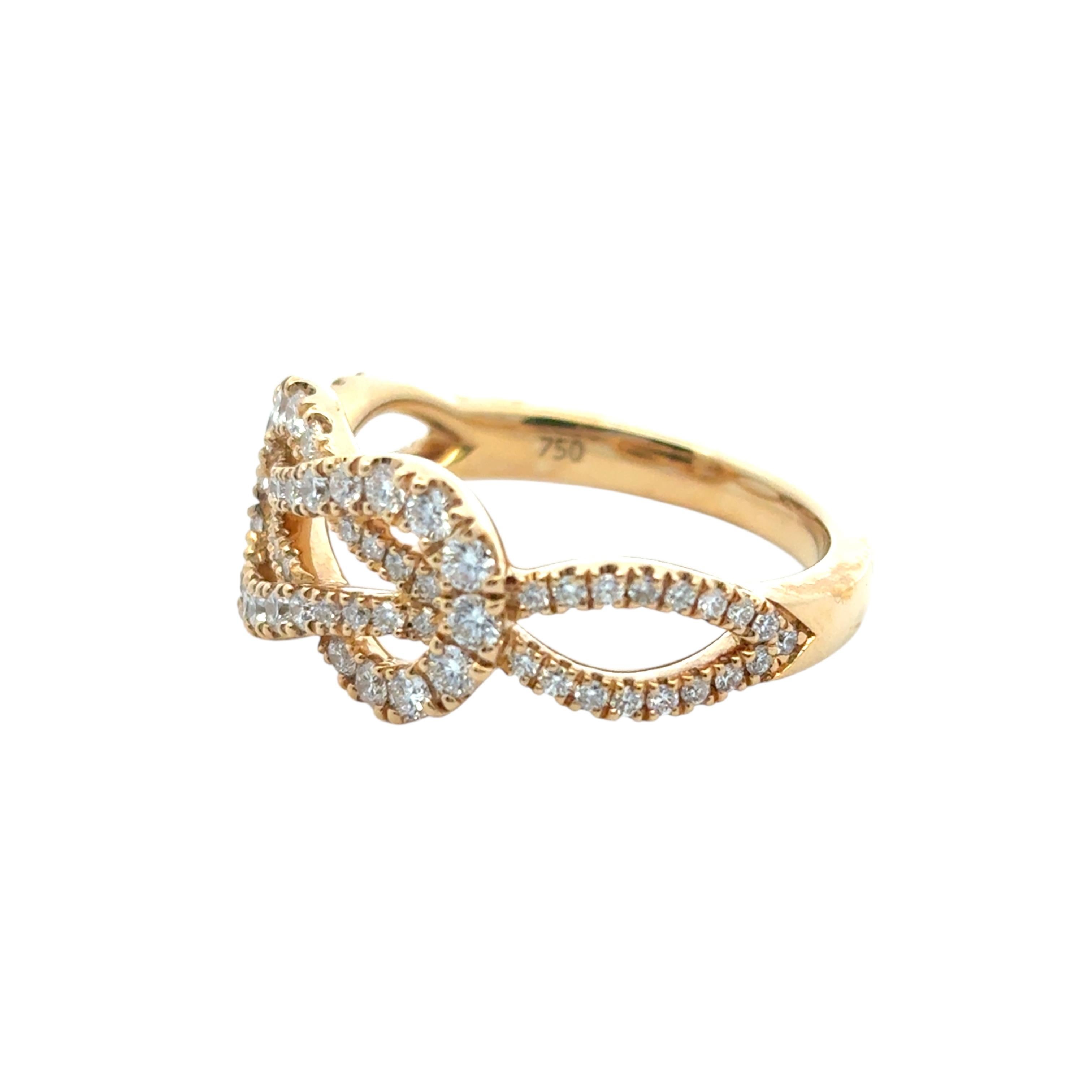 18k Yellow Gold Diamond Bowtie Knot Ring im Angebot 8