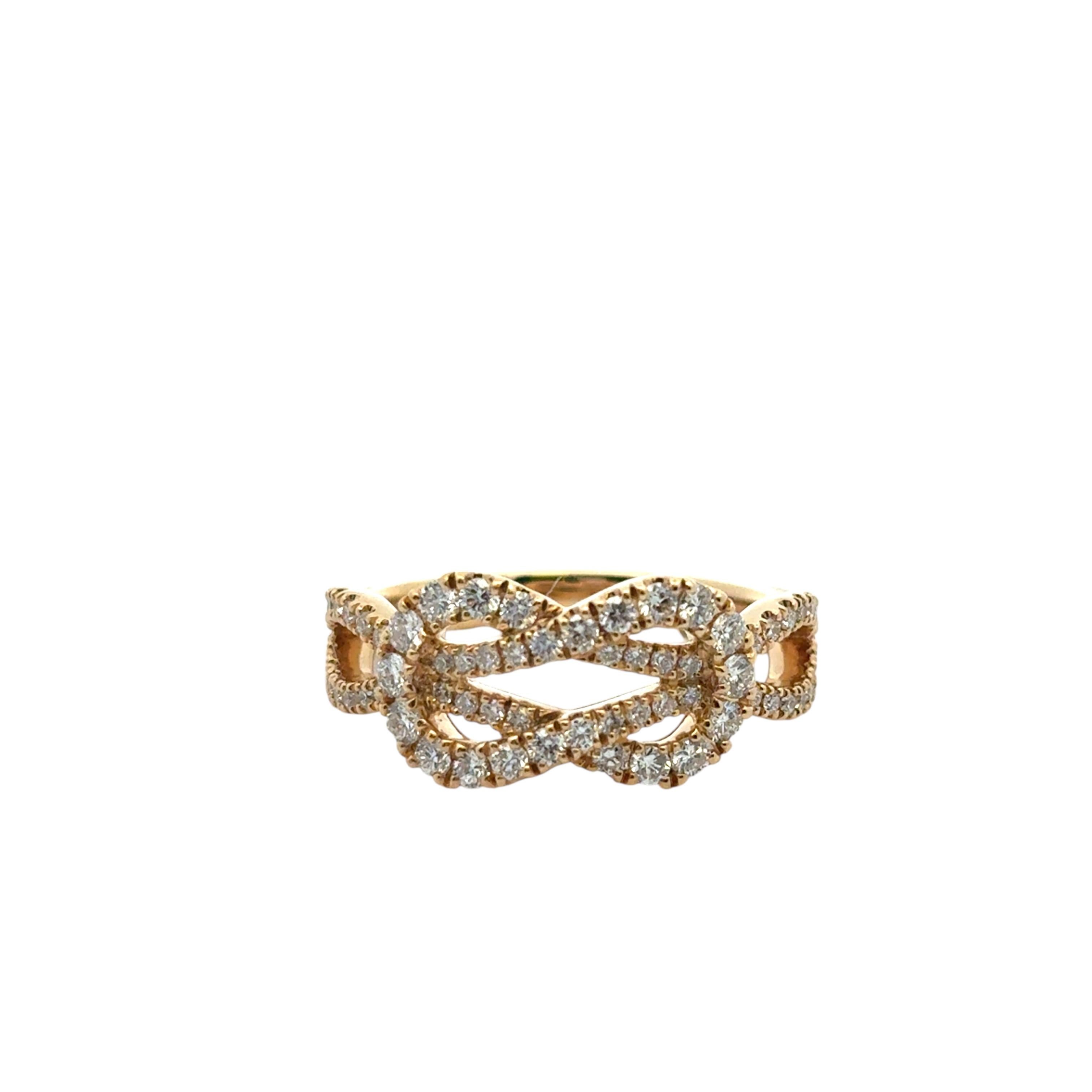 18k Yellow Gold Diamond Bowtie Knot Ring im Angebot 9