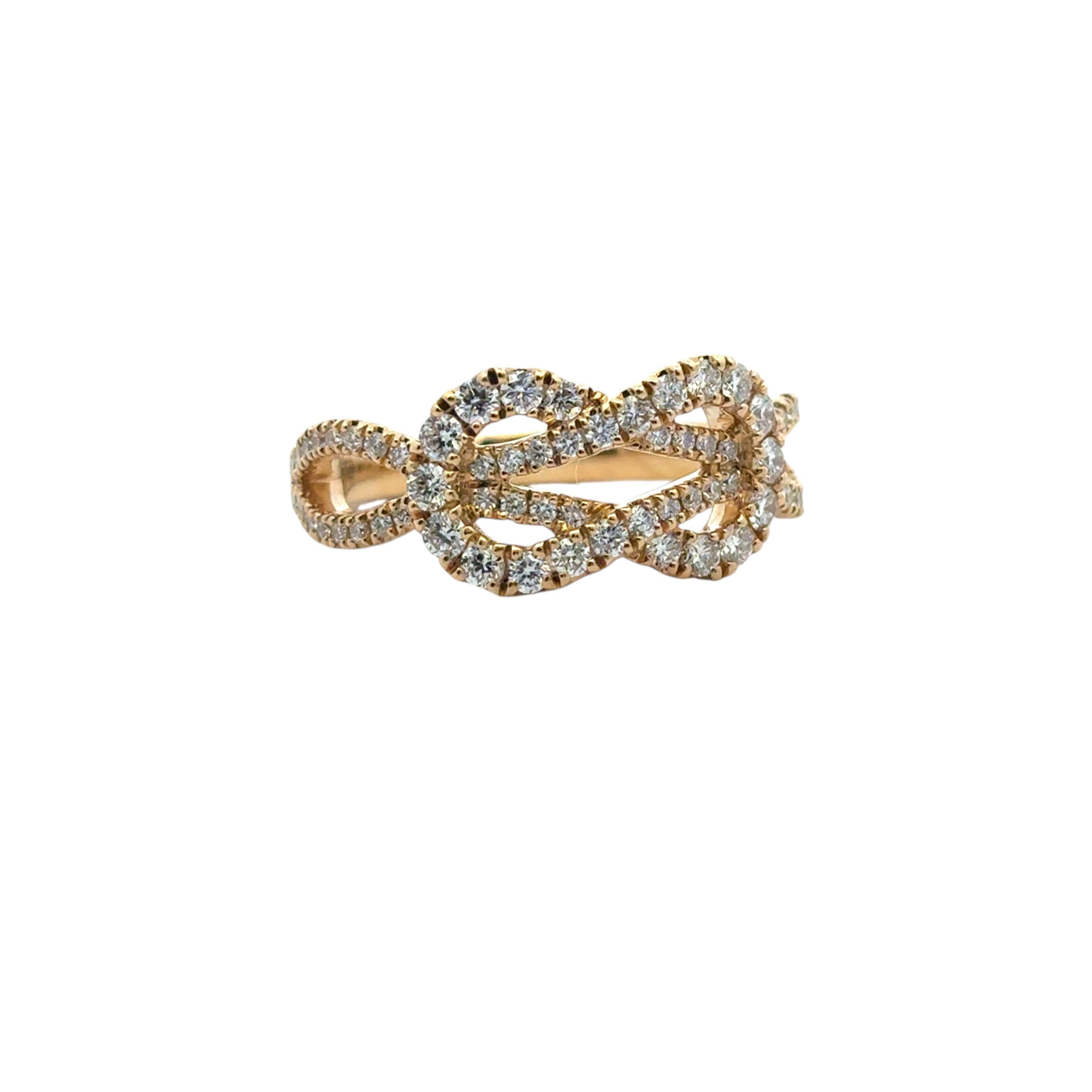 18k Yellow Gold Diamond Bowtie Knot Ring (Moderne) im Angebot