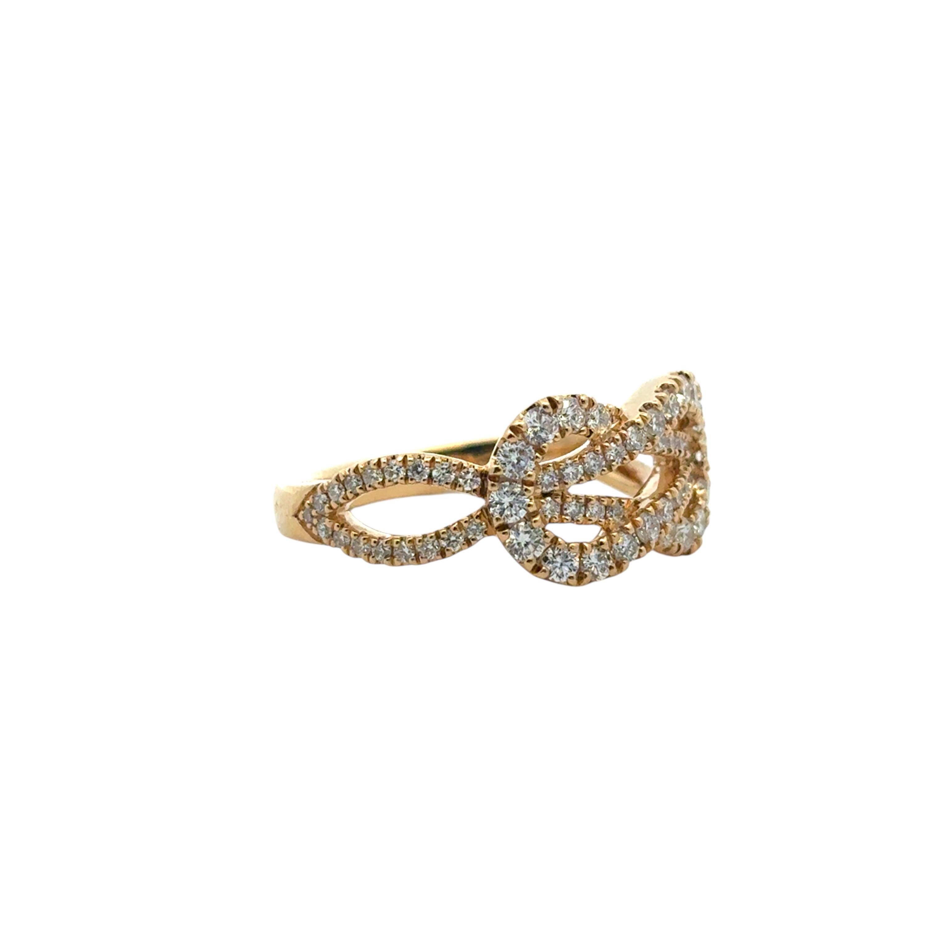 18k Yellow Gold Diamond Bowtie Knot Ring im Zustand „Hervorragend“ im Angebot in Boca Raton, FL