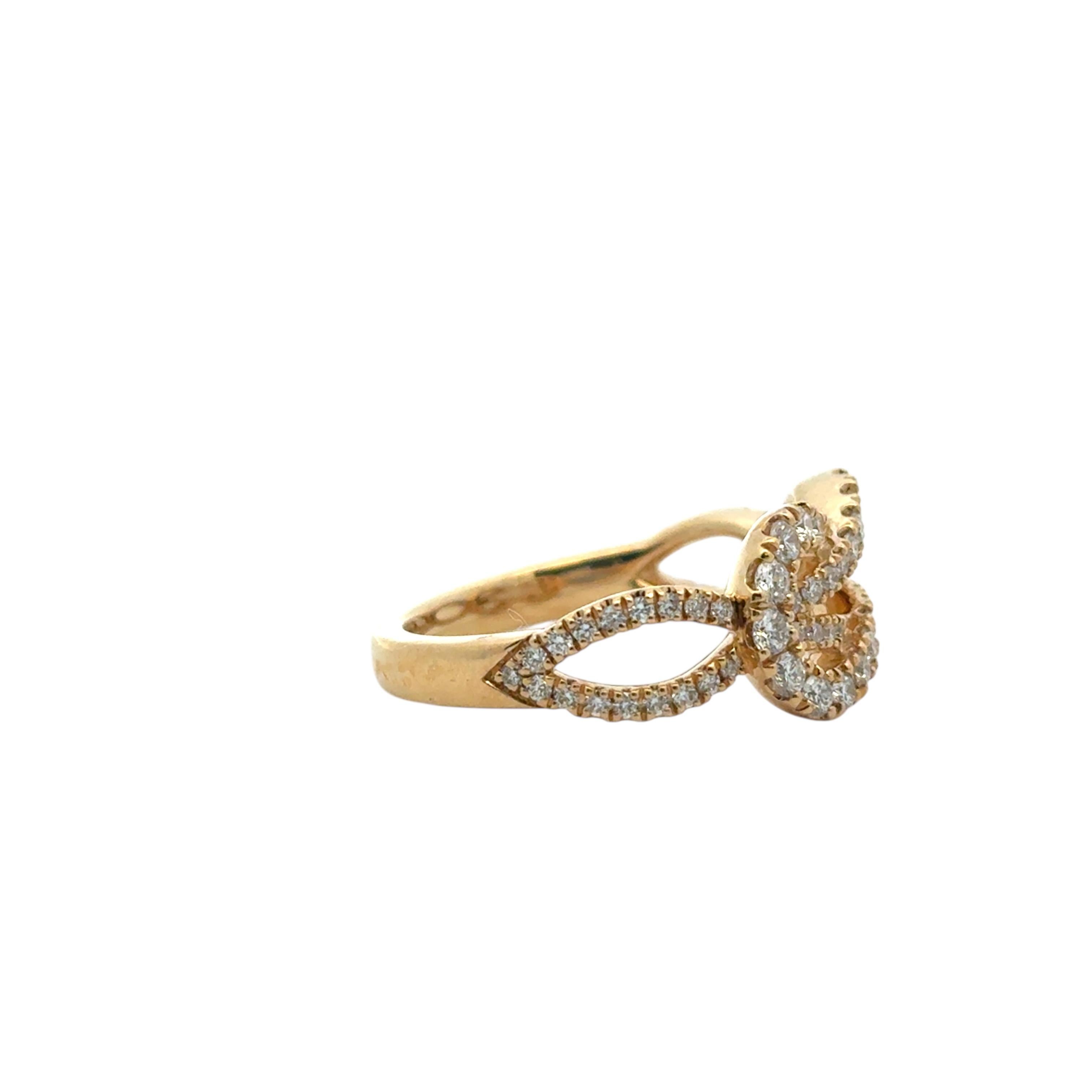 18k Yellow Gold Diamond Bowtie Knot Ring Damen im Angebot