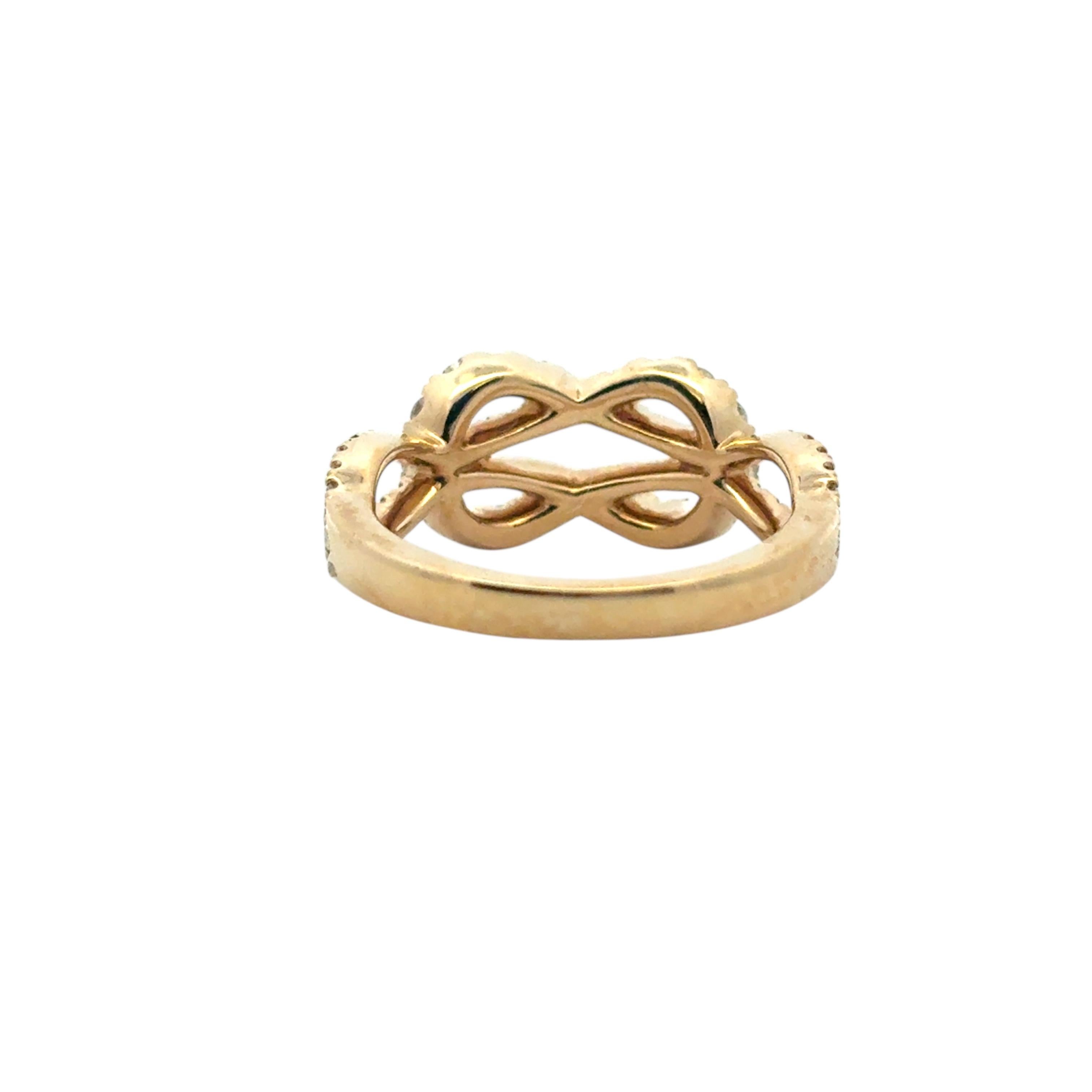 18k Yellow Gold Diamond Bowtie Knot Ring im Angebot 1