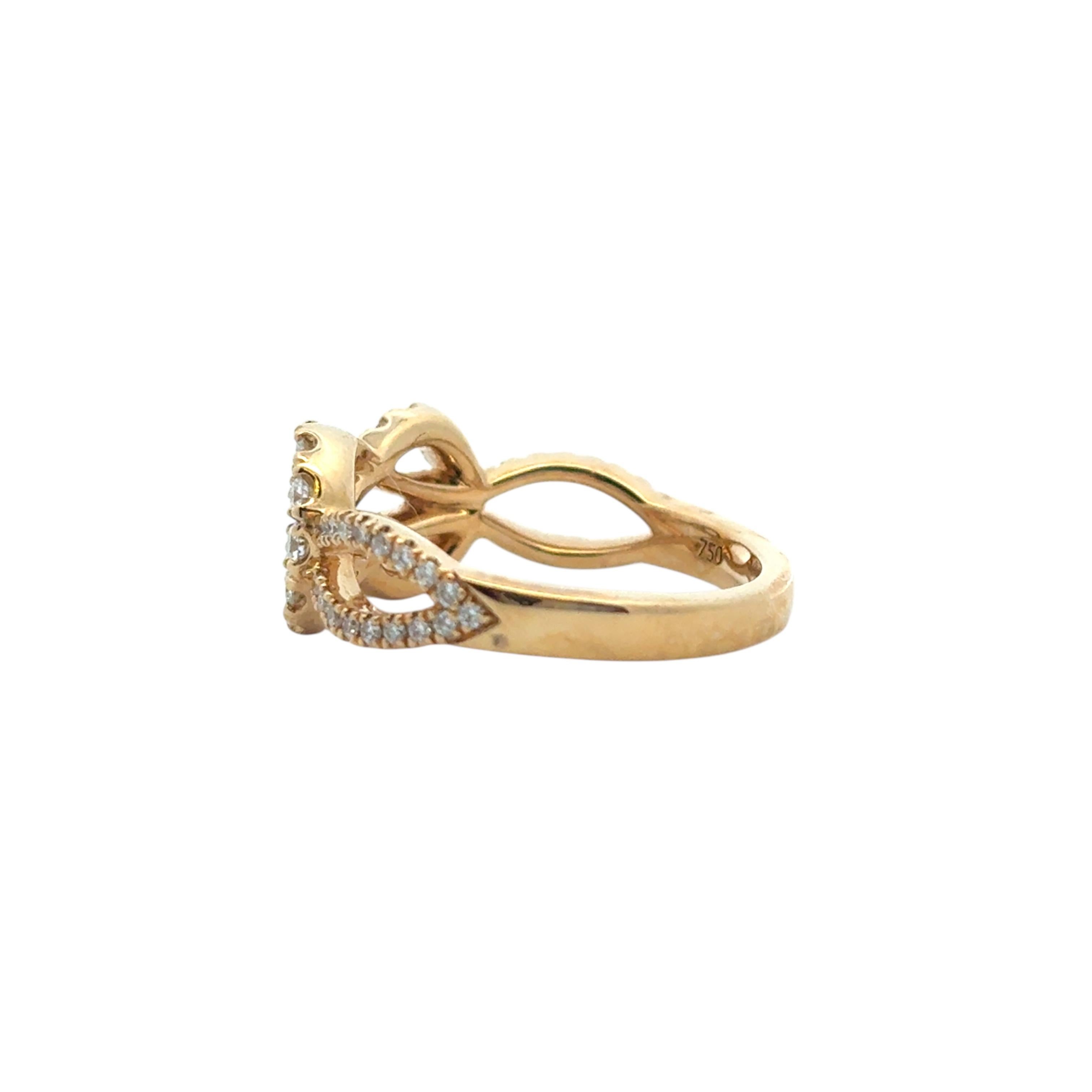 18k Yellow Gold Diamond Bowtie Knot Ring im Angebot 2
