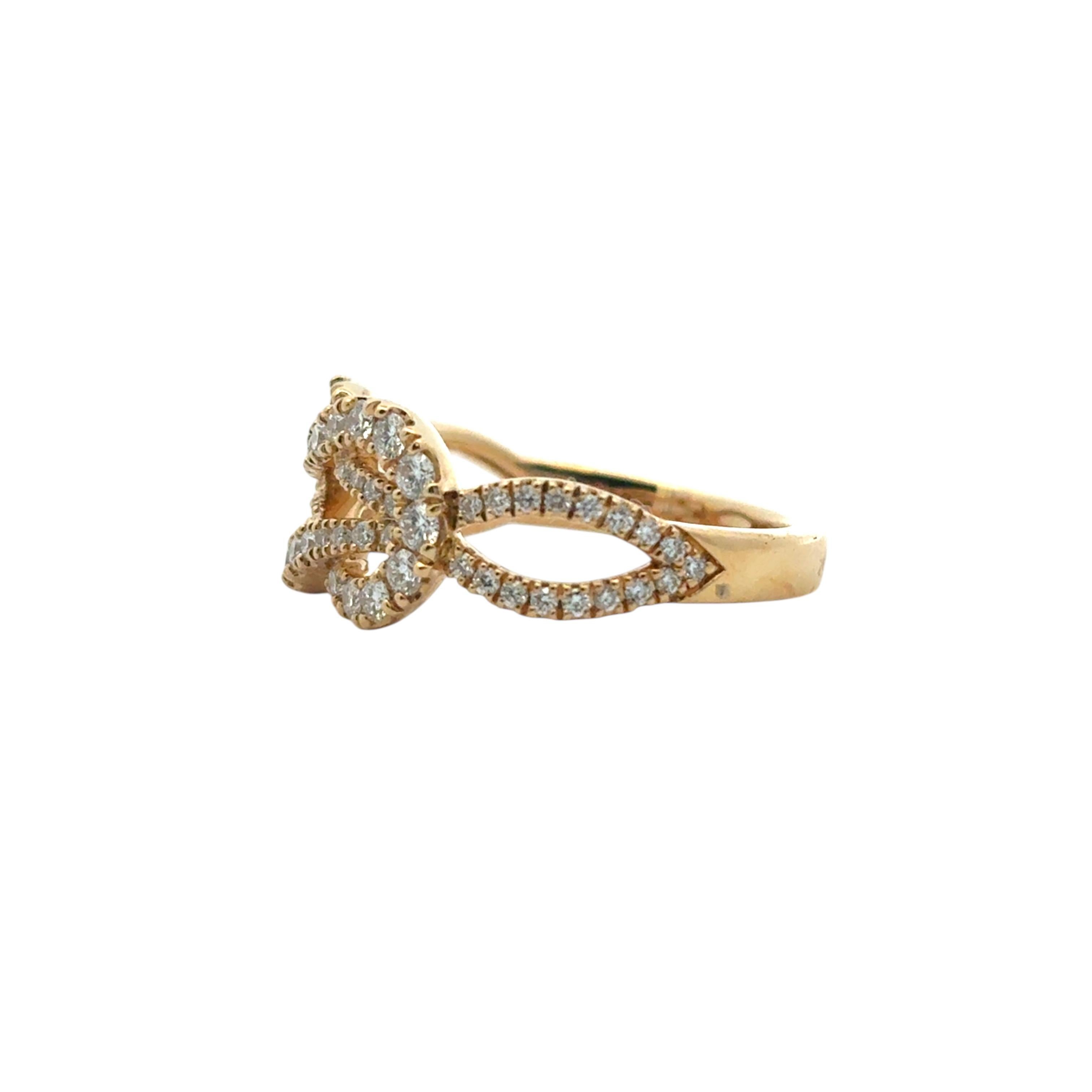 18k Yellow Gold Diamond Bowtie Knot Ring im Angebot 3
