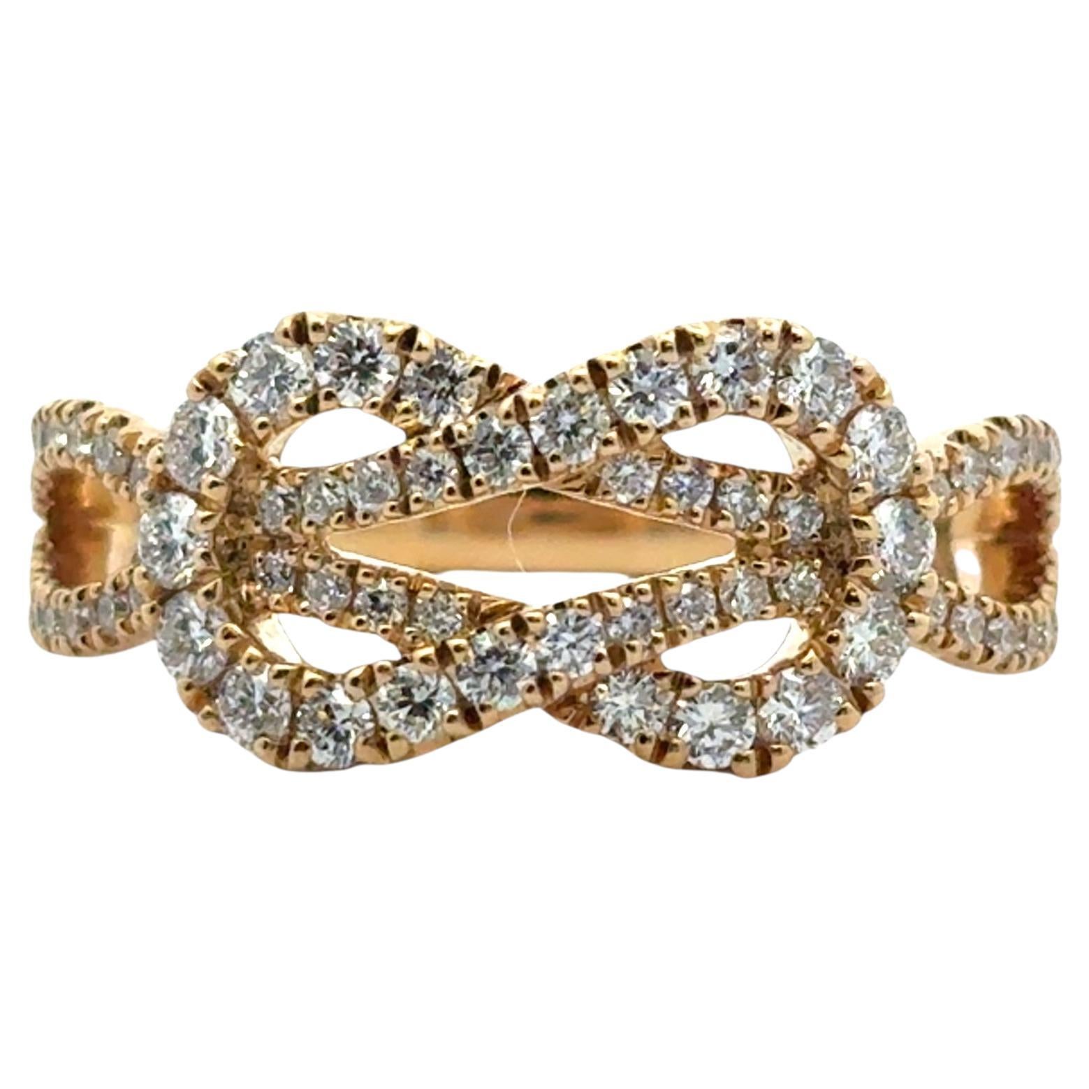 18k Yellow Gold Diamond Bowtie Knot Ring