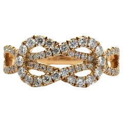 18k Yellow Gold Diamond Bowtie Knot Ring
