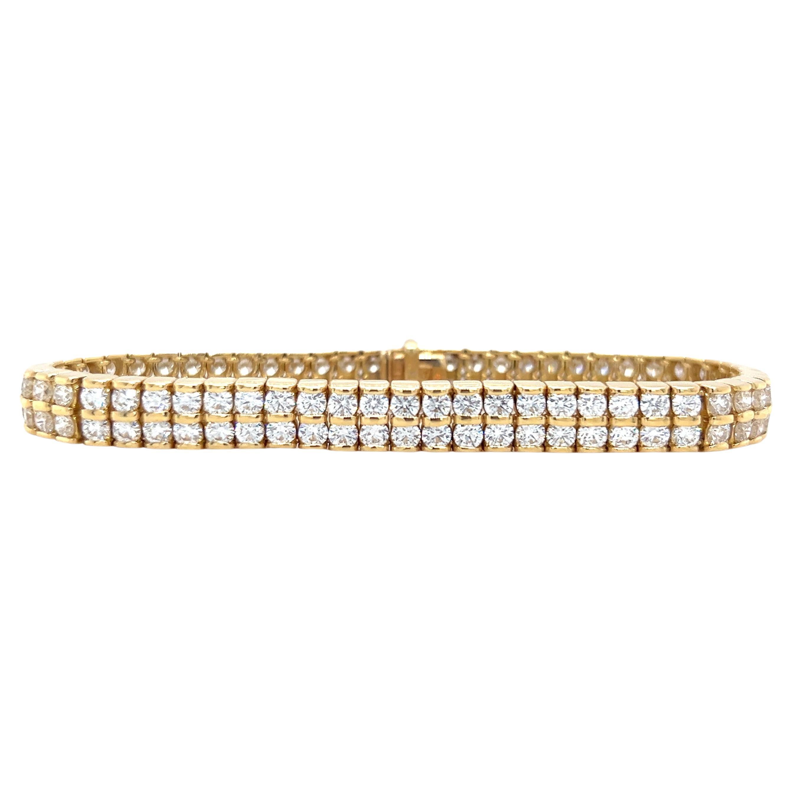 18k Yellow Gold Diamond Bracelet, 10.09 Carats For Sale