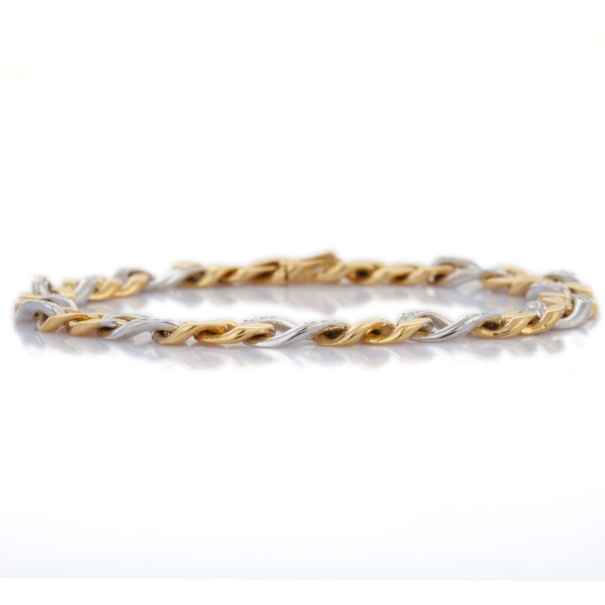 This Men's Diamond Chain Bracelet in 18K gold showcases sparkling natural diamonds, weighing 0.36 carats. 
April birthstone diamond brings love, fame, success and prosperity.
Designed with diamonds studded on a chain to make you stand out on any