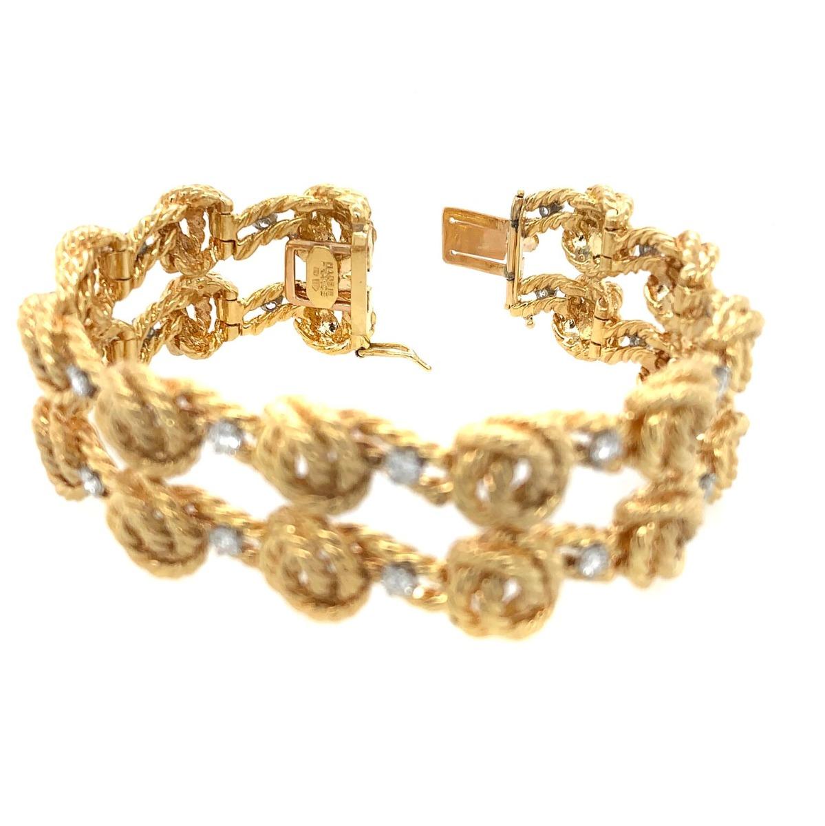 Women's 18 Karat Yellow Gold and Diamond Bracelet For Sale