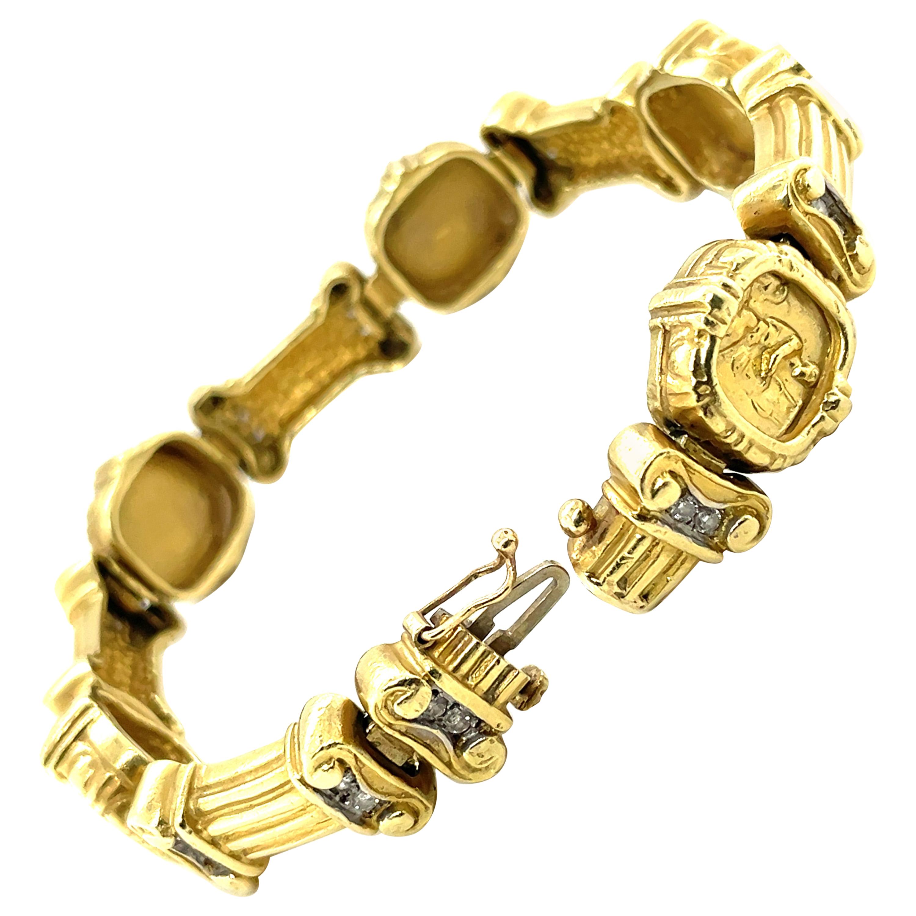 18K Yellow Gold Diamond Bracelet For Sale