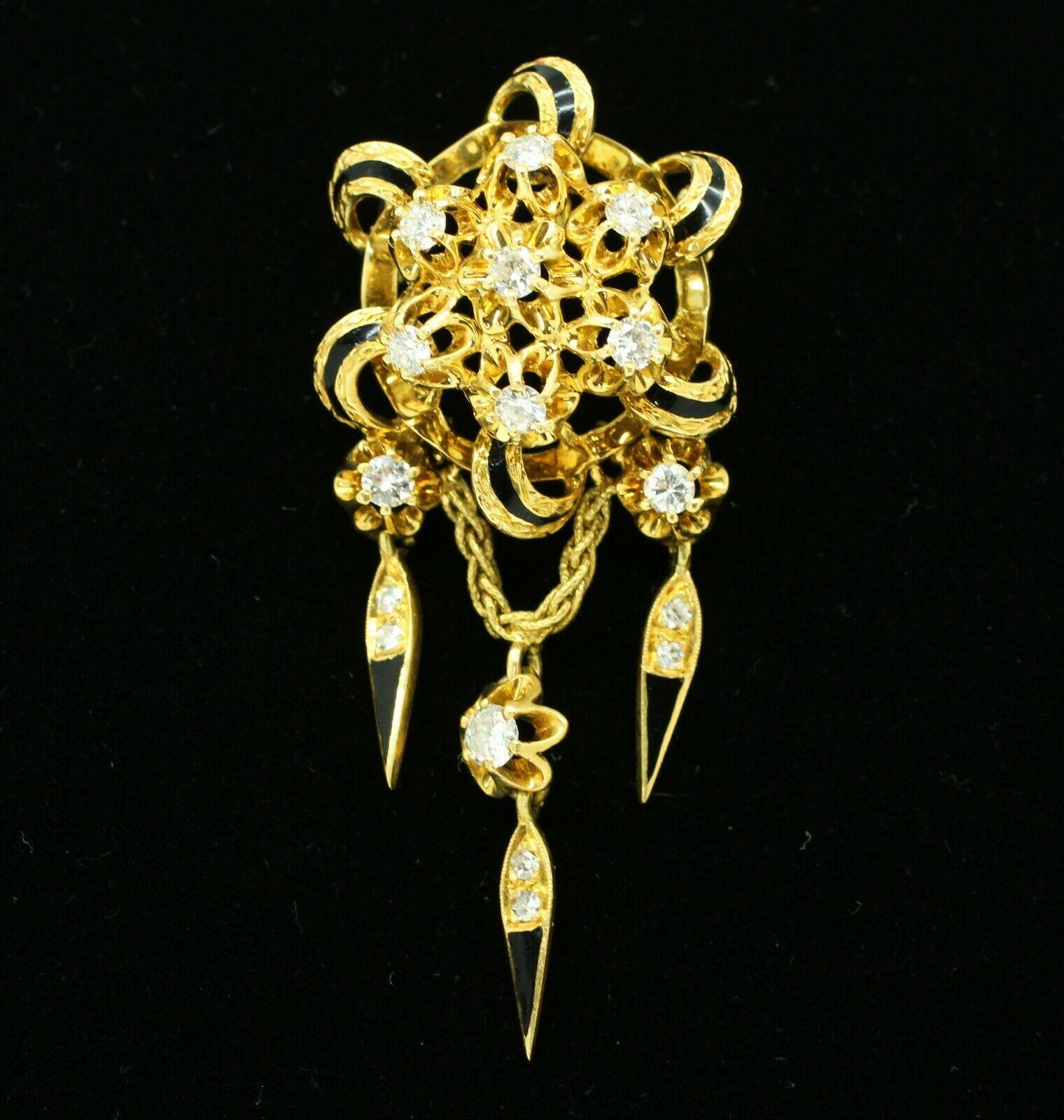 18K YELLOW GOLD FLOWER 
WITH DIAMOND BROOCH/PIN 9.00GRS
Specifications:
    MAIN stone:  ROUND CUT DIAMONDS
    DIAMOND: 22 PCS
    CARAT TOTAL WEIGHT: approx 0.84 CTW
    COLOR/clarity: G/VS
    brand: UNBRANDED
    metal: 18K YELLOW GOLD
    type:
