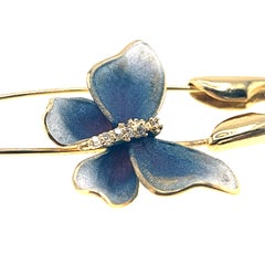 18K Yellow Gold Diamond Butterfly Paper Clip Brooch Pin