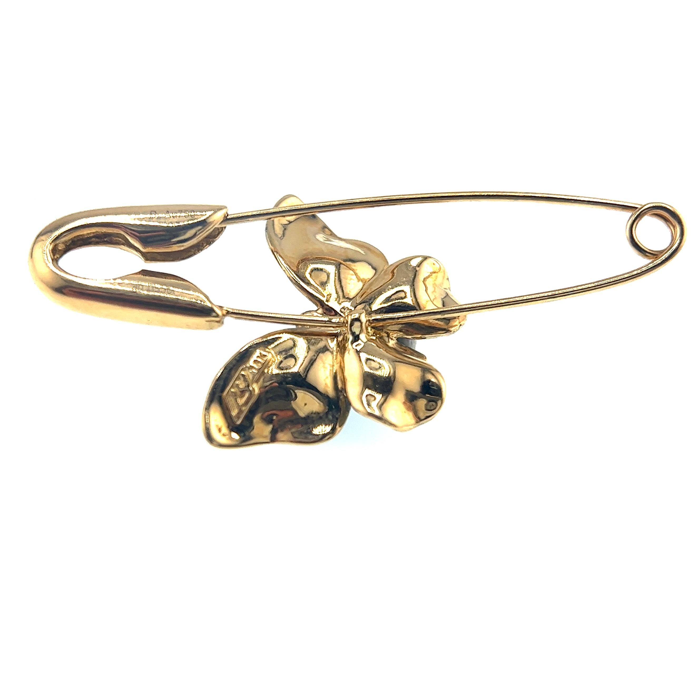 Modern 18K Yellow Gold Diamond Butterfly Paper Clip Brooch Pin For Sale