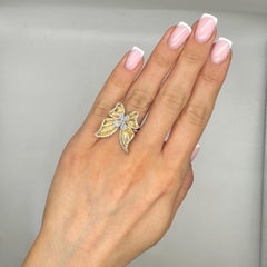 Anello a farfalla in oro giallo 18 carati con diamanti – Diamanti per un totale di 1,65 carati IZJJ