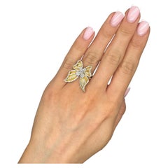 Anello a farfalla in oro giallo 18 carati con diamanti – Diamanti per un totale di 1,65 carati IZJJ
