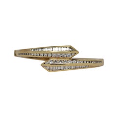 18k Yellow Gold & Diamond By Pass Bracelet with Rounds & Baguettes, 6.15 Carats