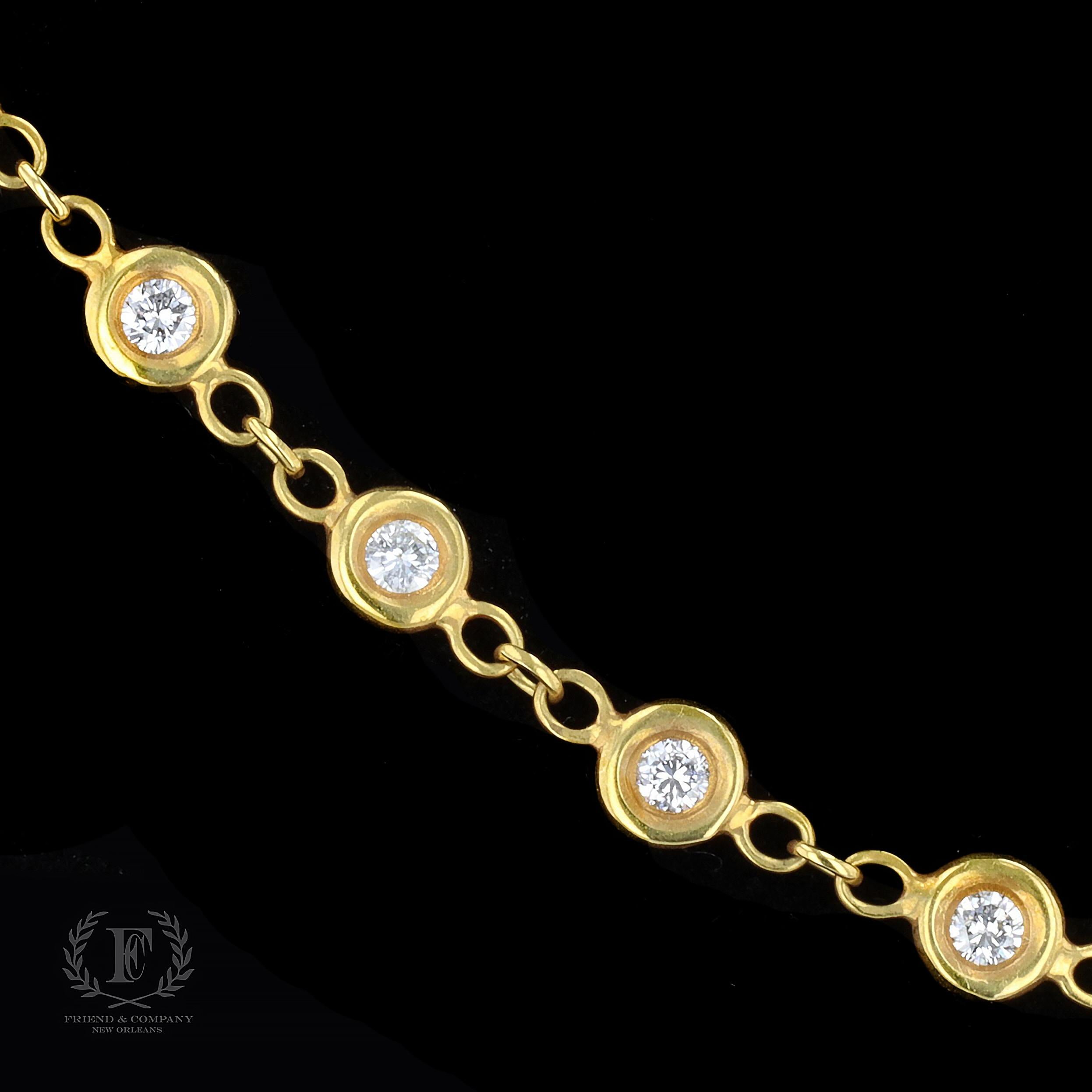 18k Yellow Gold Diamond By The Yard Necklace In Excellent Condition For Sale In NEW ORLEANS, LA